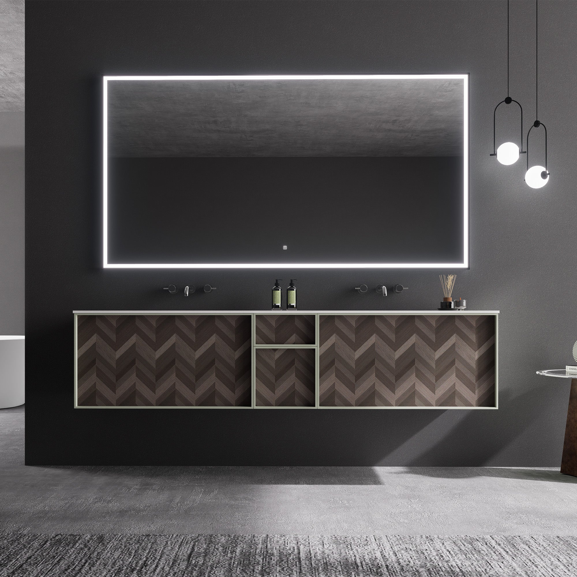 CELESTA Custom Bathroom Vanity Double Sink Sintered Stone Top Solid Wood Cabinet