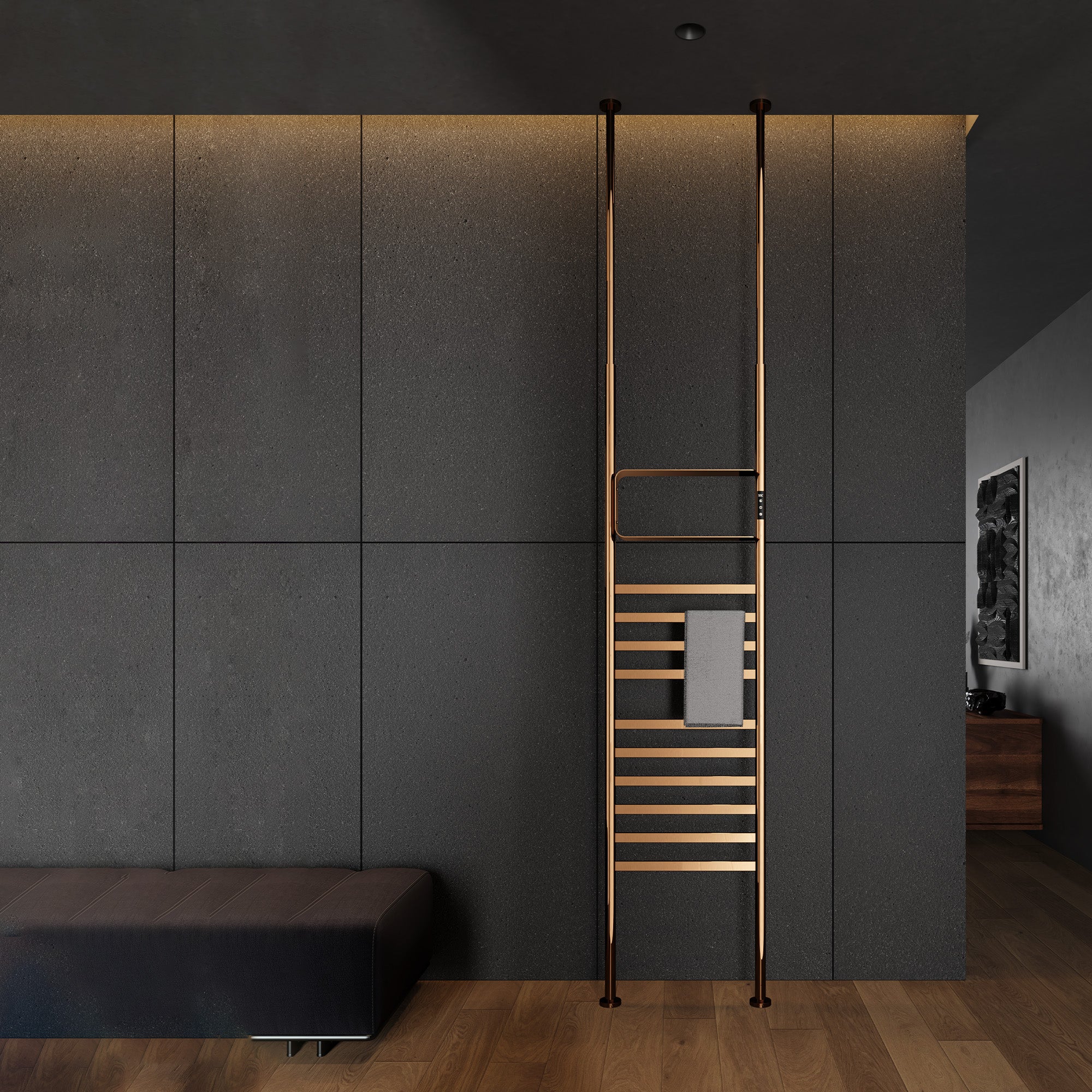 SKYLITH Smart Vertical Heated Towel Rack with Digital Display and Adjustable Heat