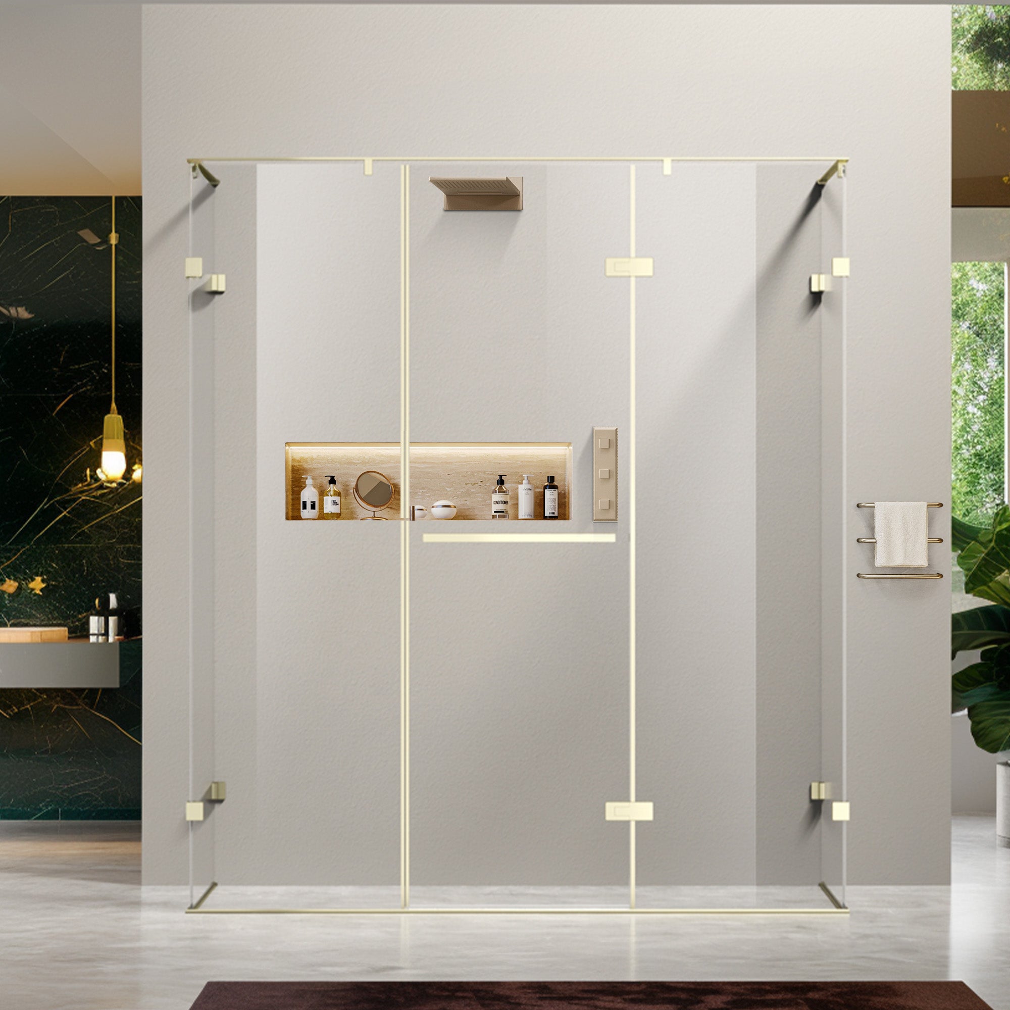 GLACIEN Customize U-Line Shower Door with Ultra Clear Glass