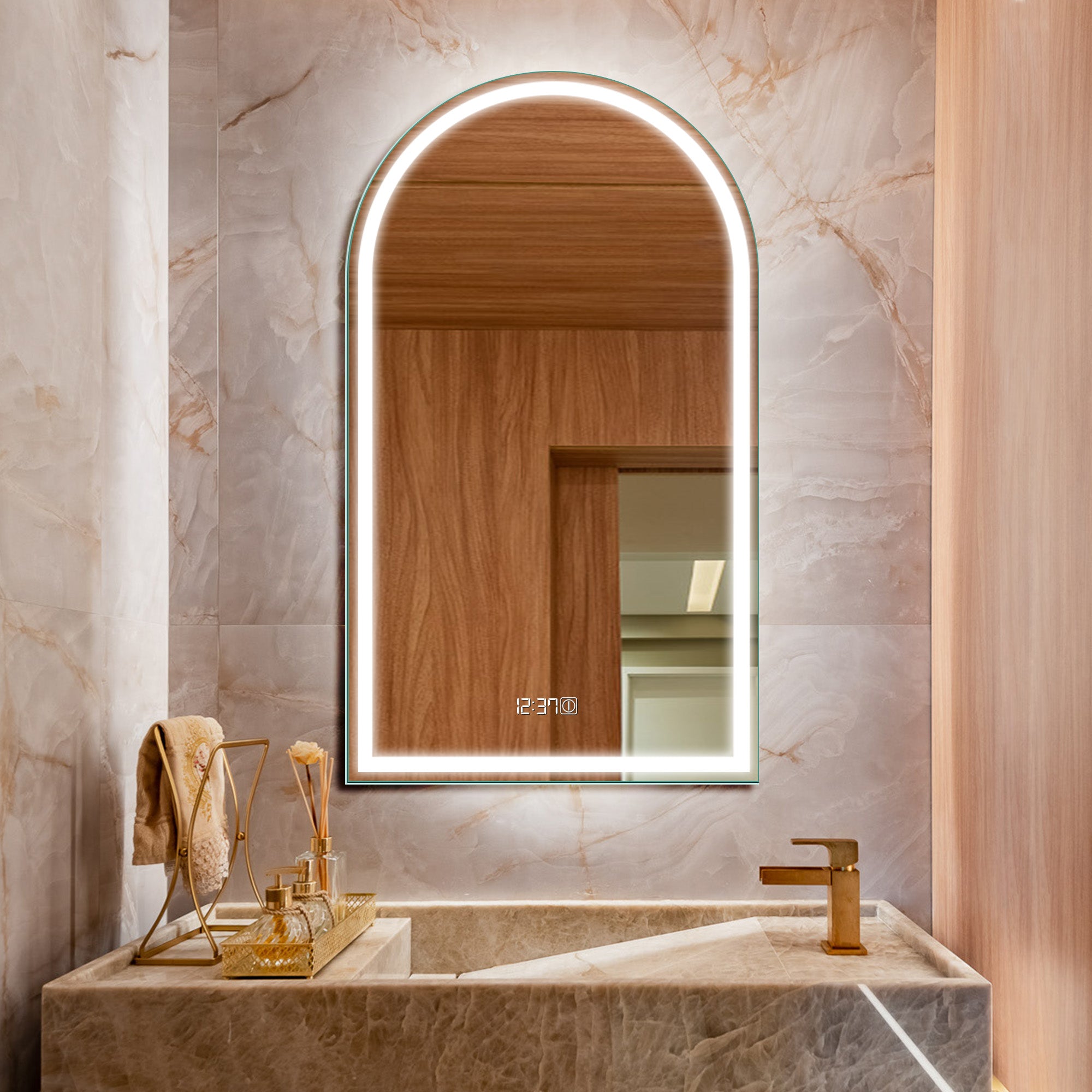 IYRA Arched Custom LED Mirror with Frosted Panel