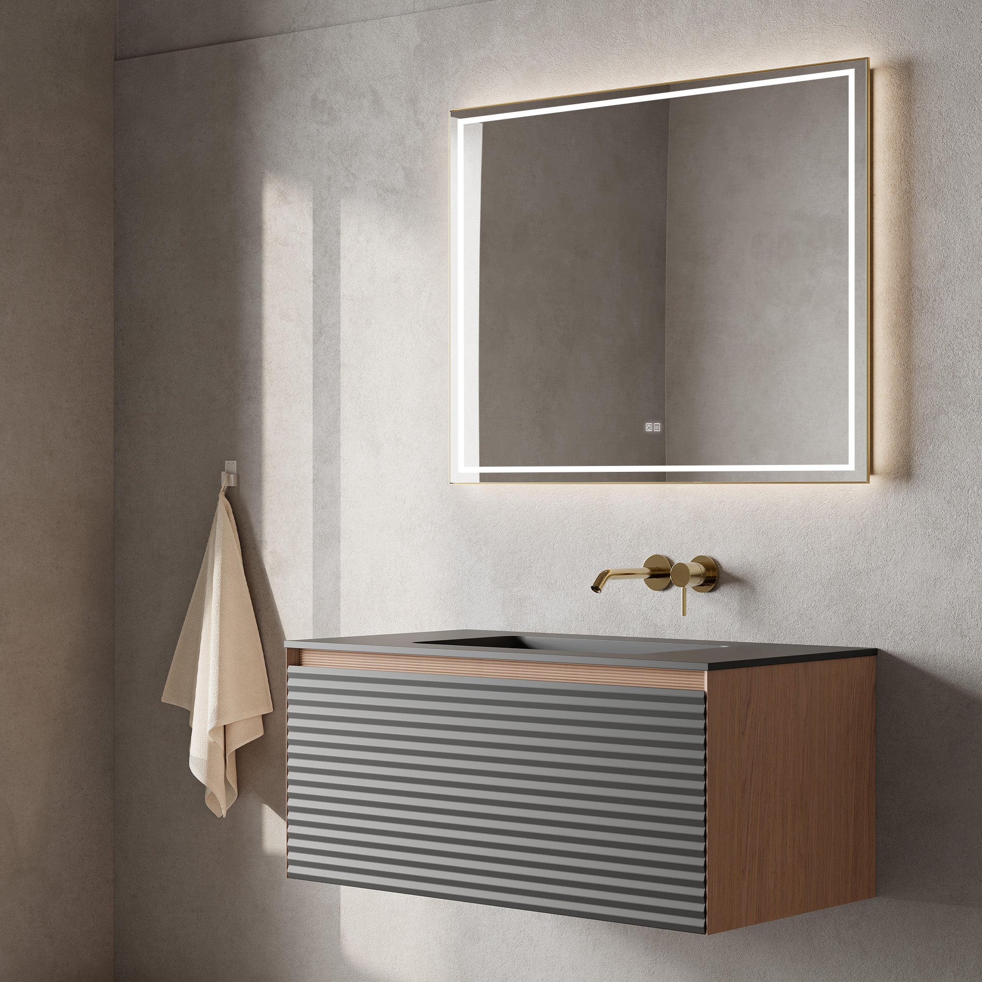 STRATO Custom Bathroom Vanity Solid Wood with Veneer Acrylic Sink