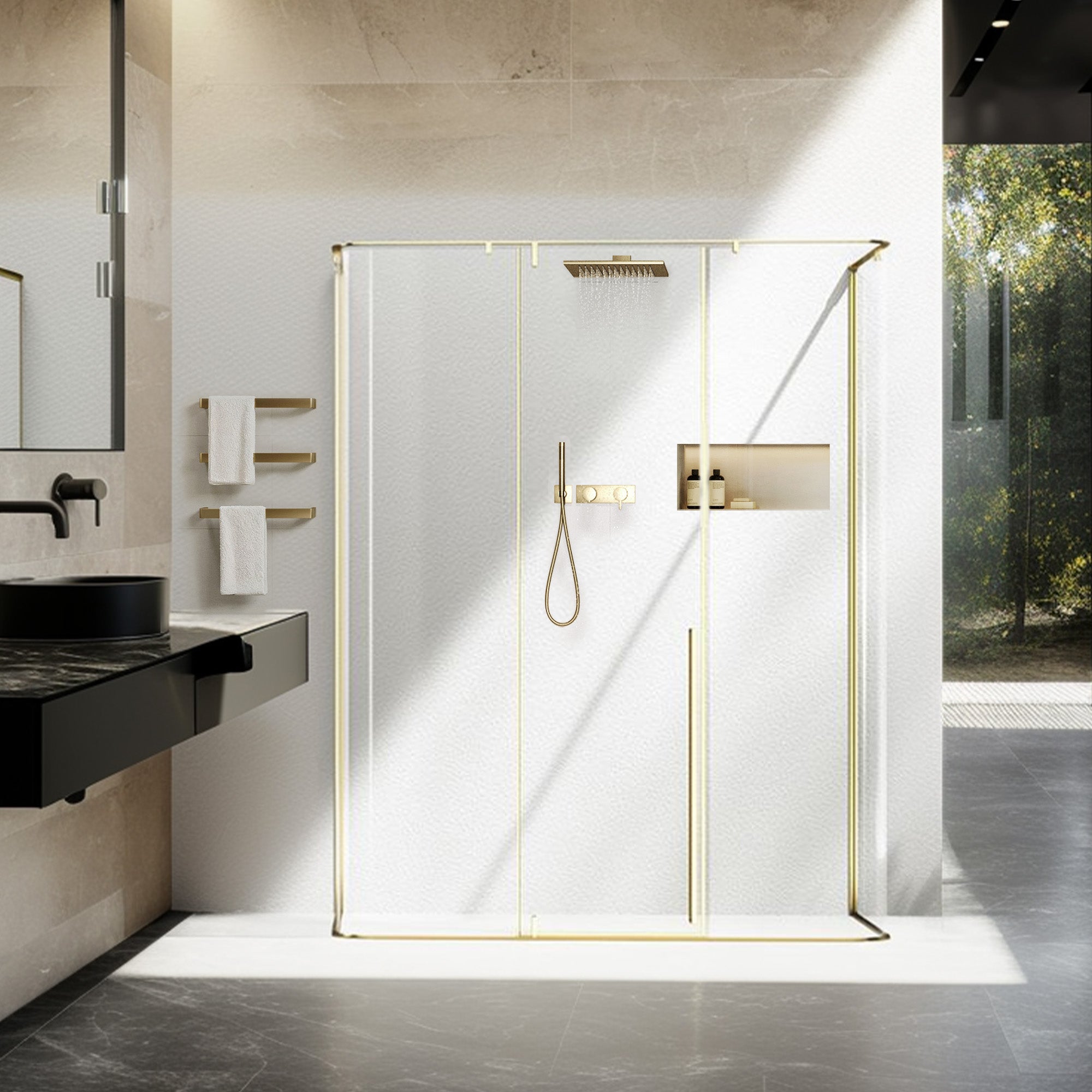 VELTIS Customize U-Line Shower Door with Ultra Clear Glass