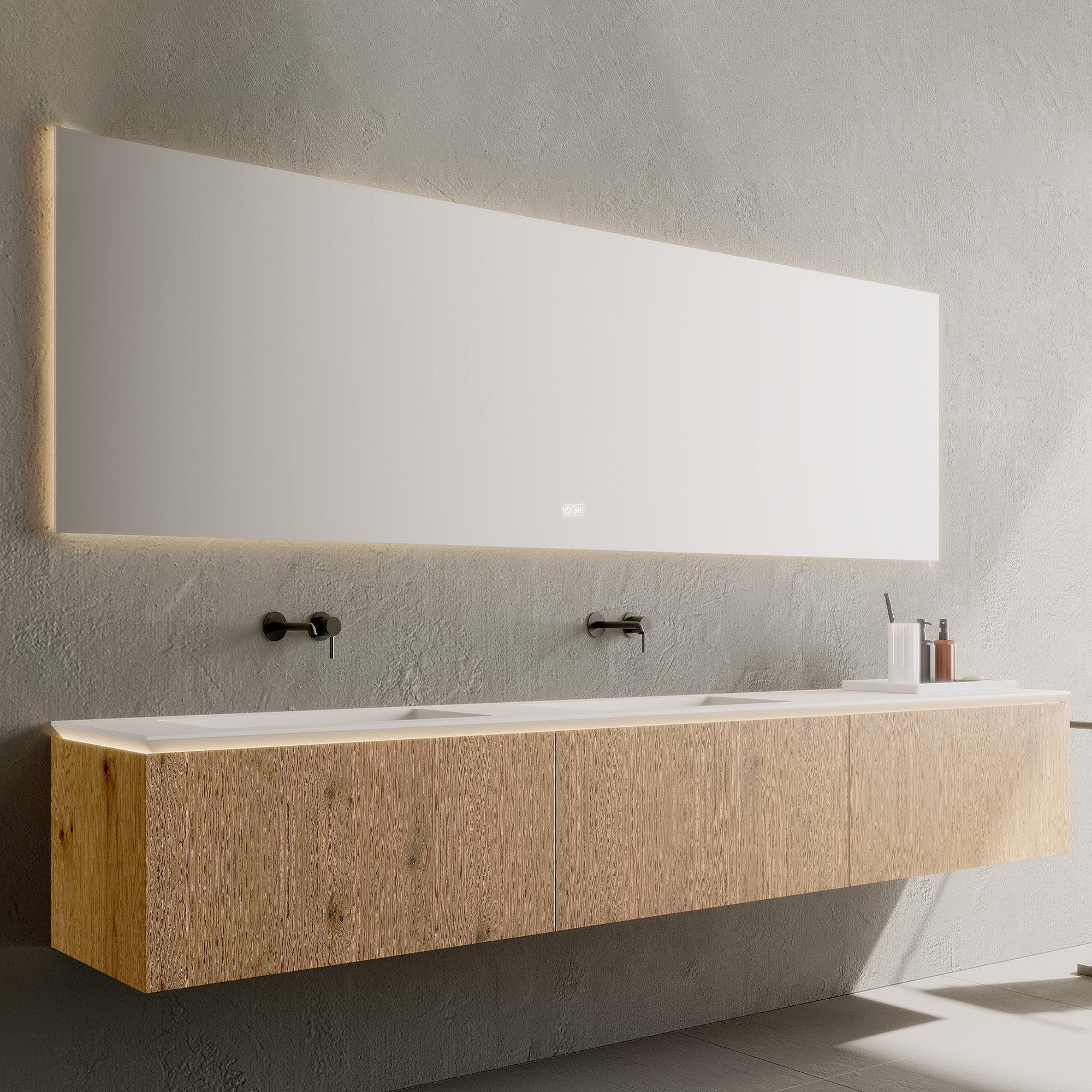 SYLVAN Custom Bathroom Vanity Solid Wood with Veneer Corian Integrated Sink