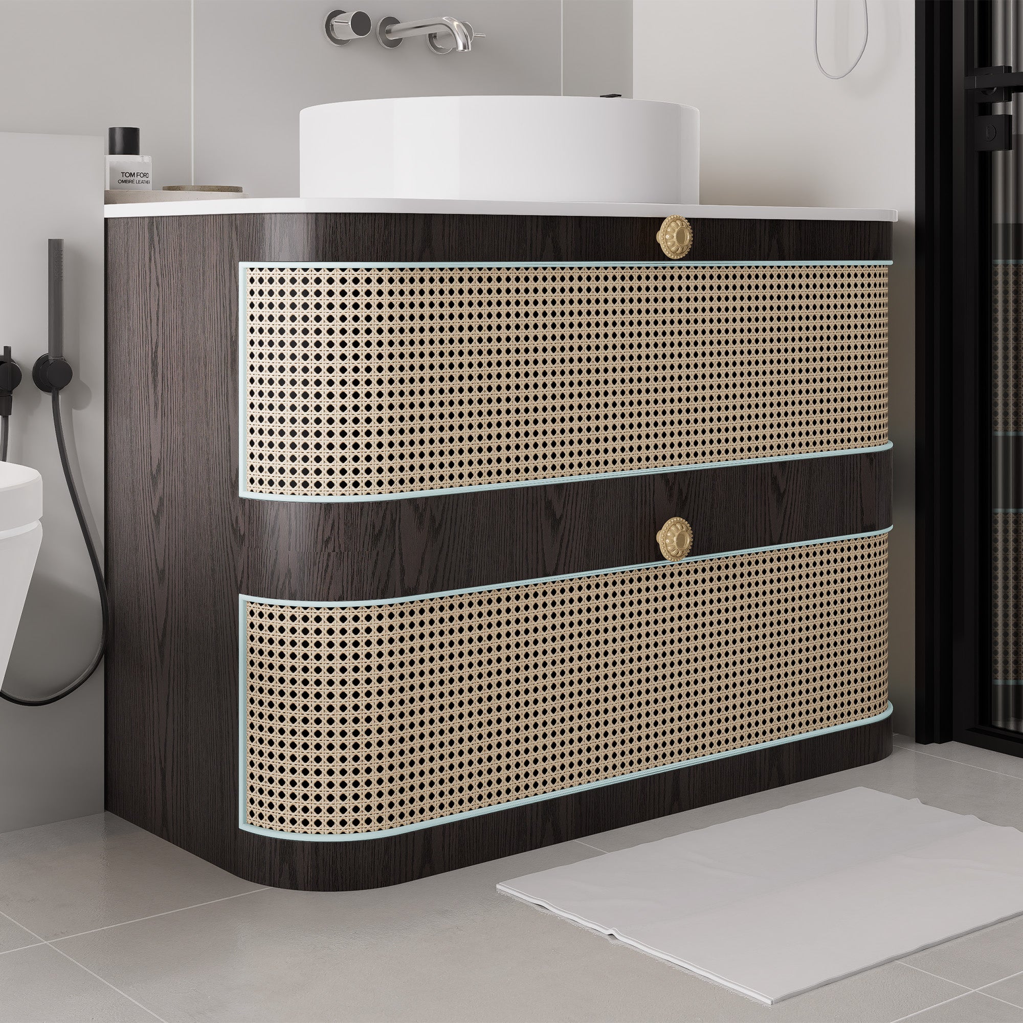 SERENITY Custom Bathroom Vanity Single Sink Sintered Stone Top Solid Wood Cabinet