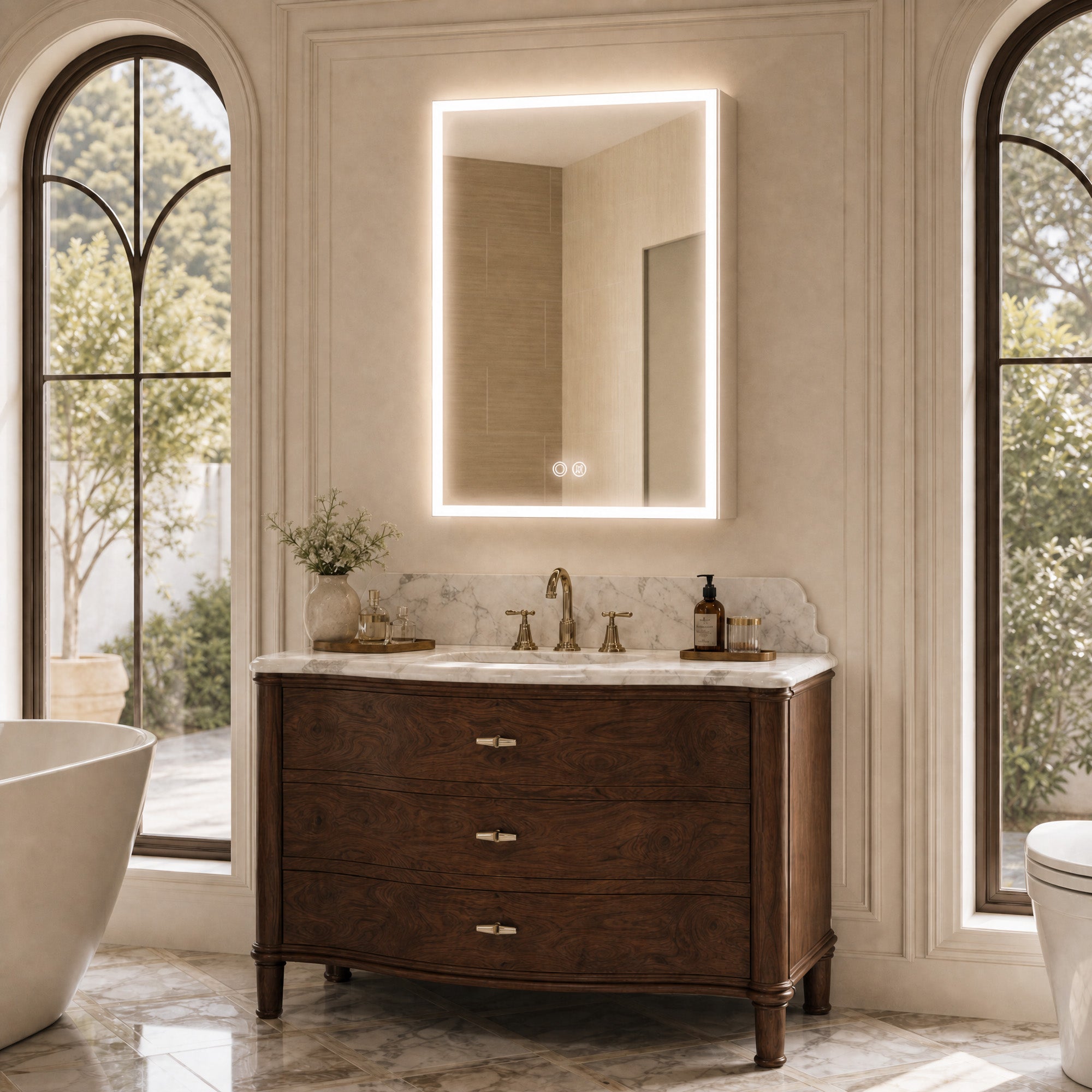 SOLVARA LED Mirror Medicine Cabinet with Perimeter Light Design