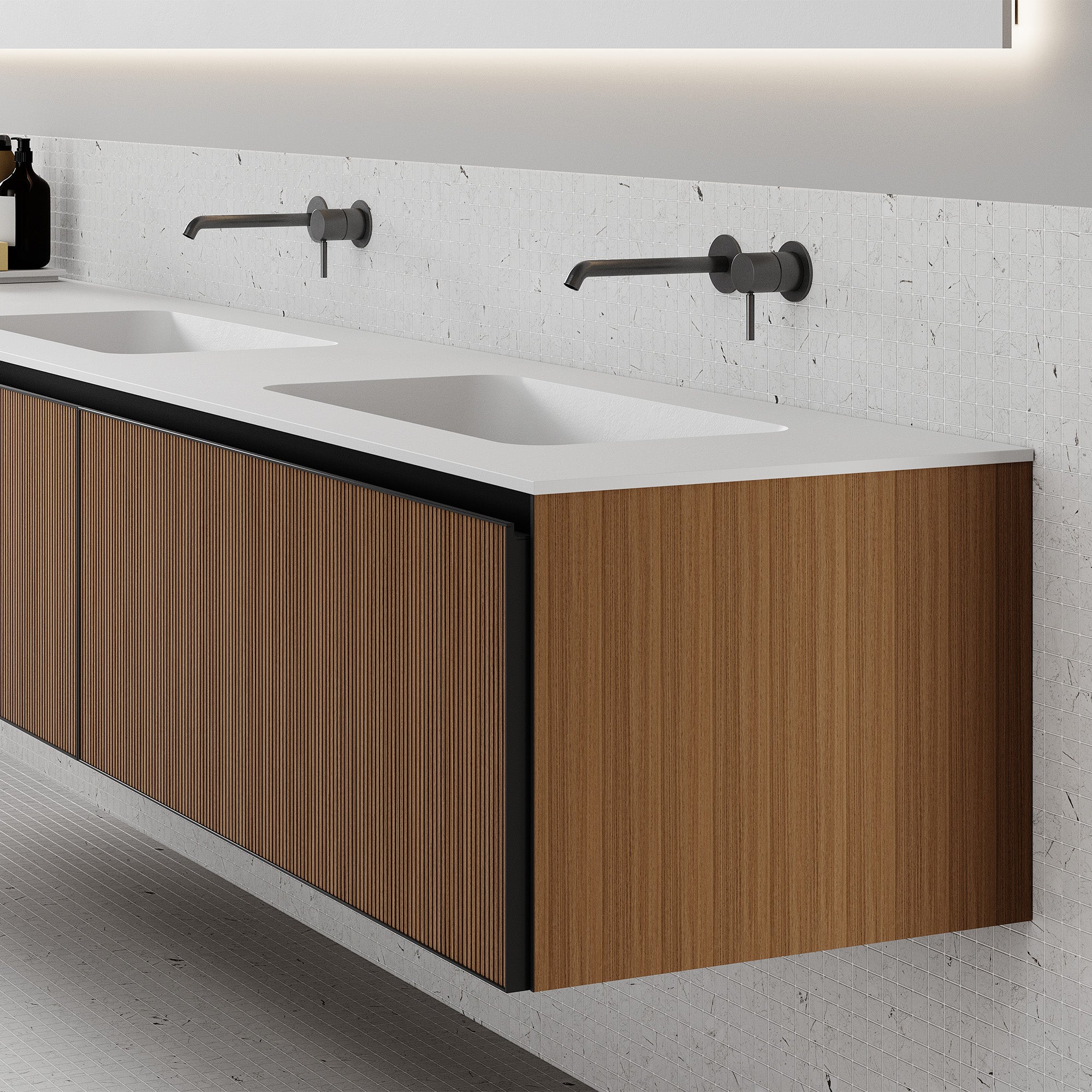 HALCYON Custom Bathroom Vanity Solid Wood Corian Integrated Sink