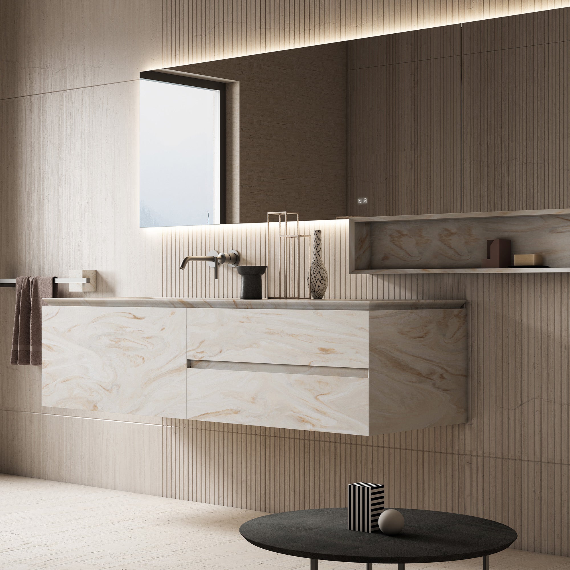 MARVELLA Custom Bathroom Vanity Solid Wood with Veneer Corian Basin