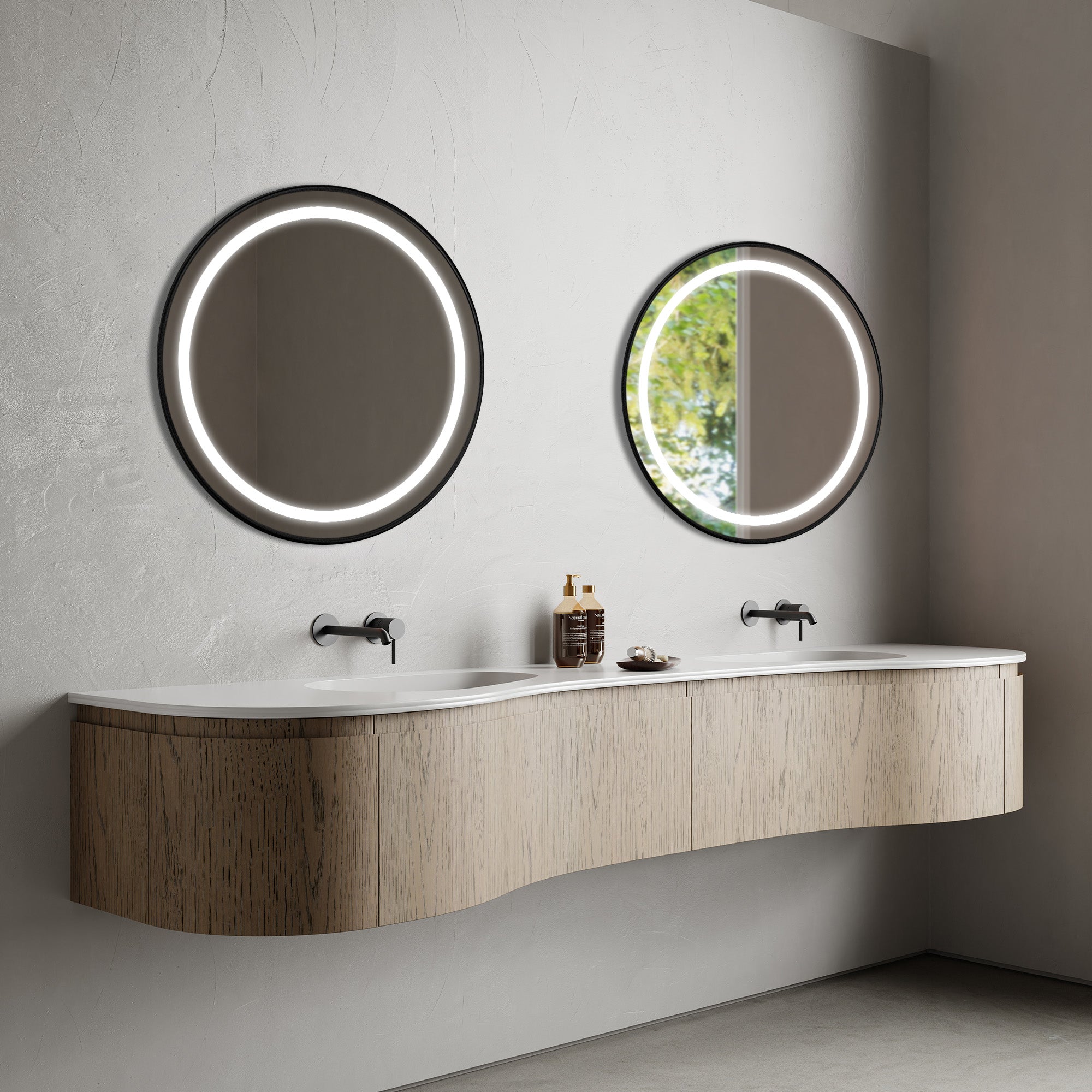 ONDINE Custom Bathroom Vanity Wood Veneer Corian Integrated Sink