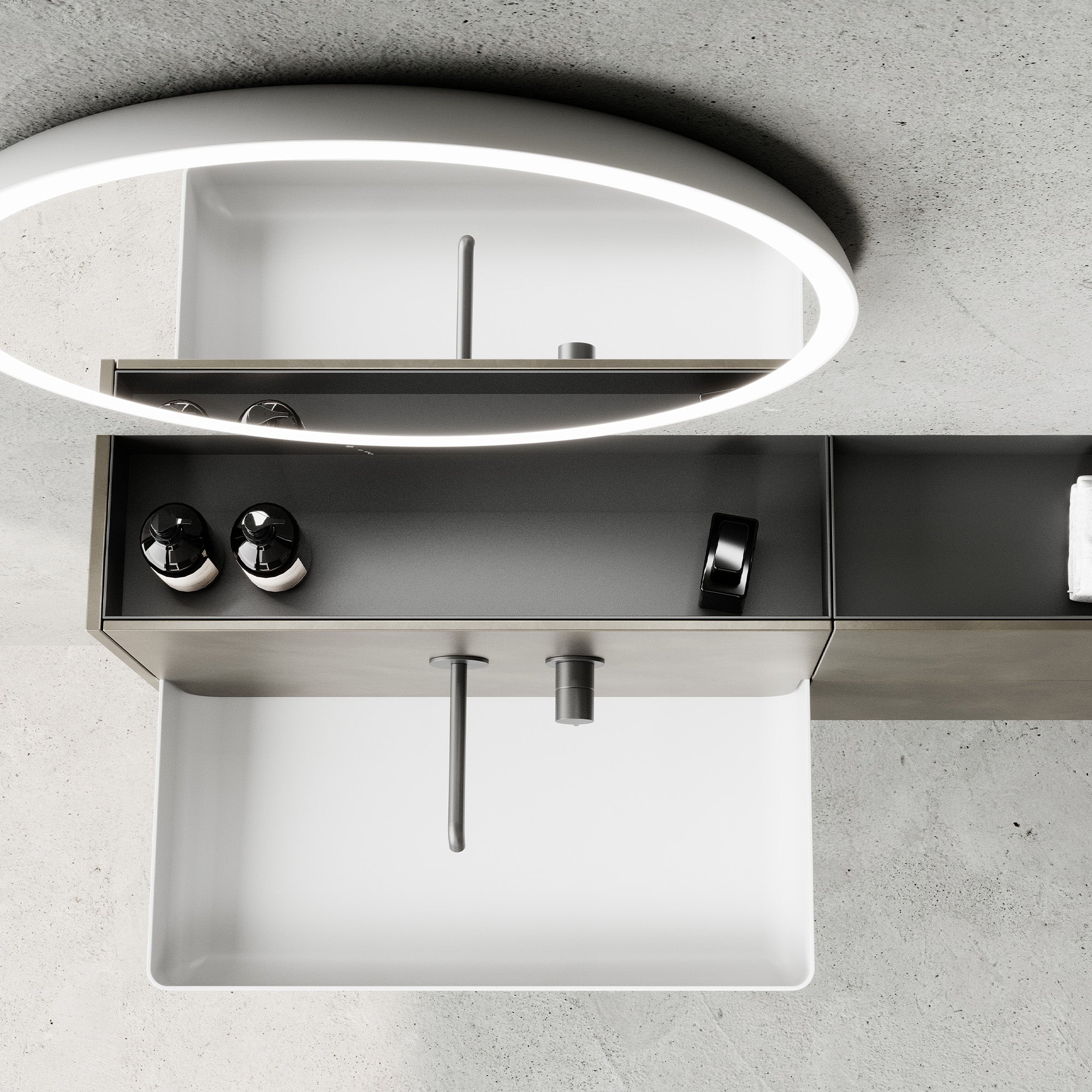 VERTA Custom Bathroom Vanity Solid Wood with Veneer Corian Basin
