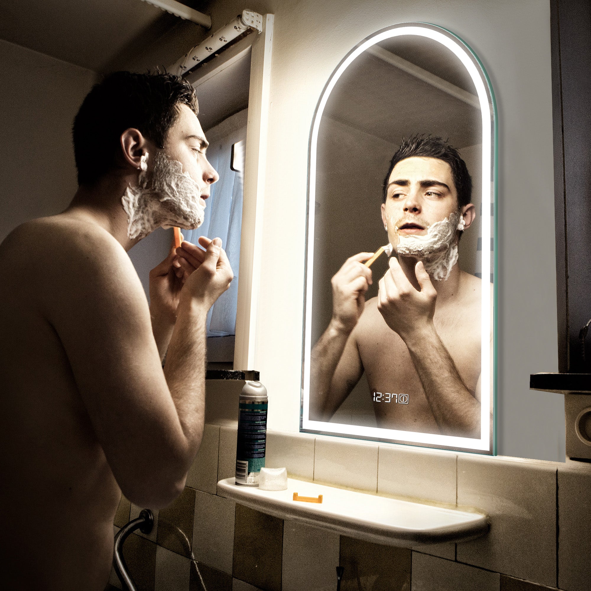 IYRA Arched Custom LED Mirror with Frosted Panel