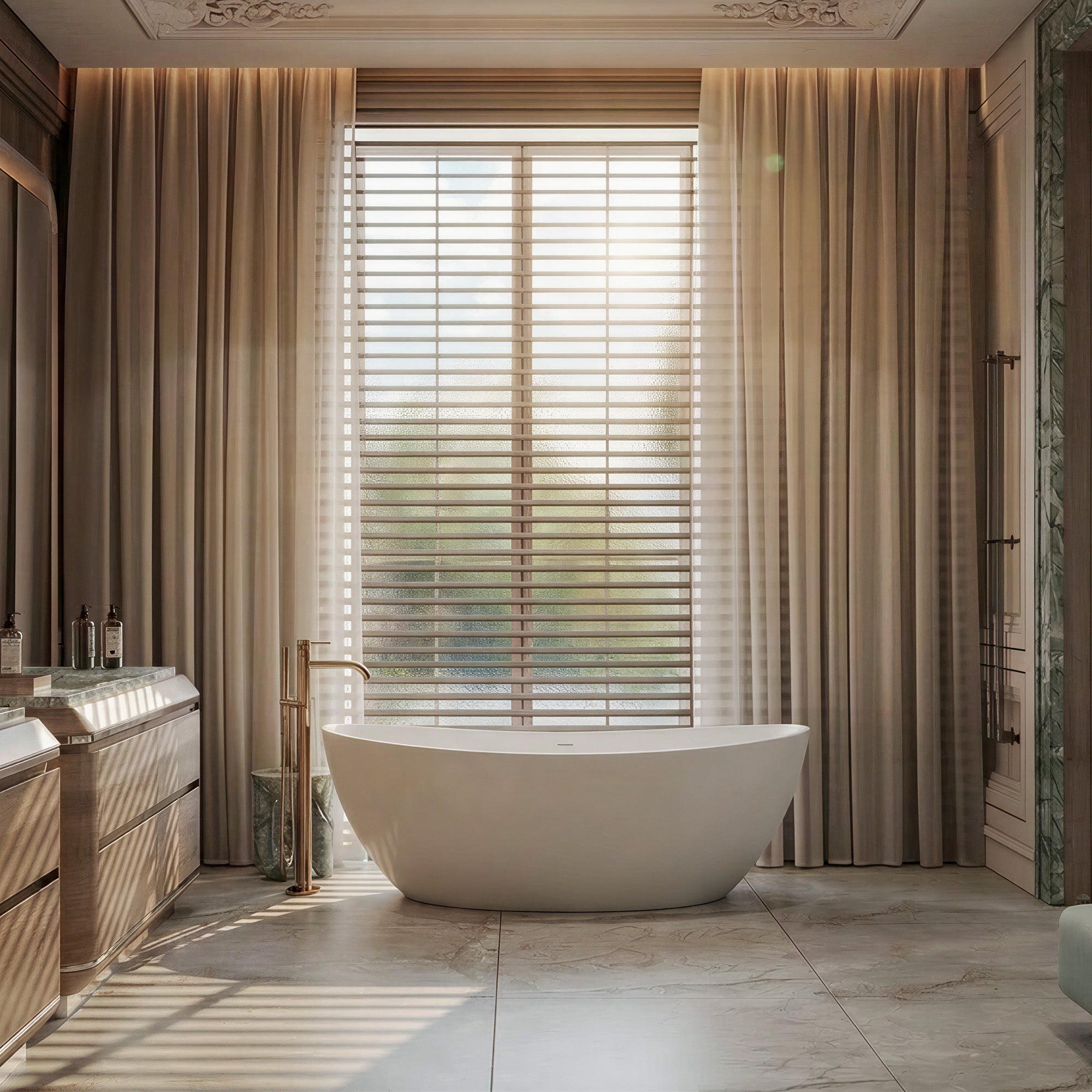 CALMAE High Back Freestanding Bathtub 65" For Full Body Relaxation