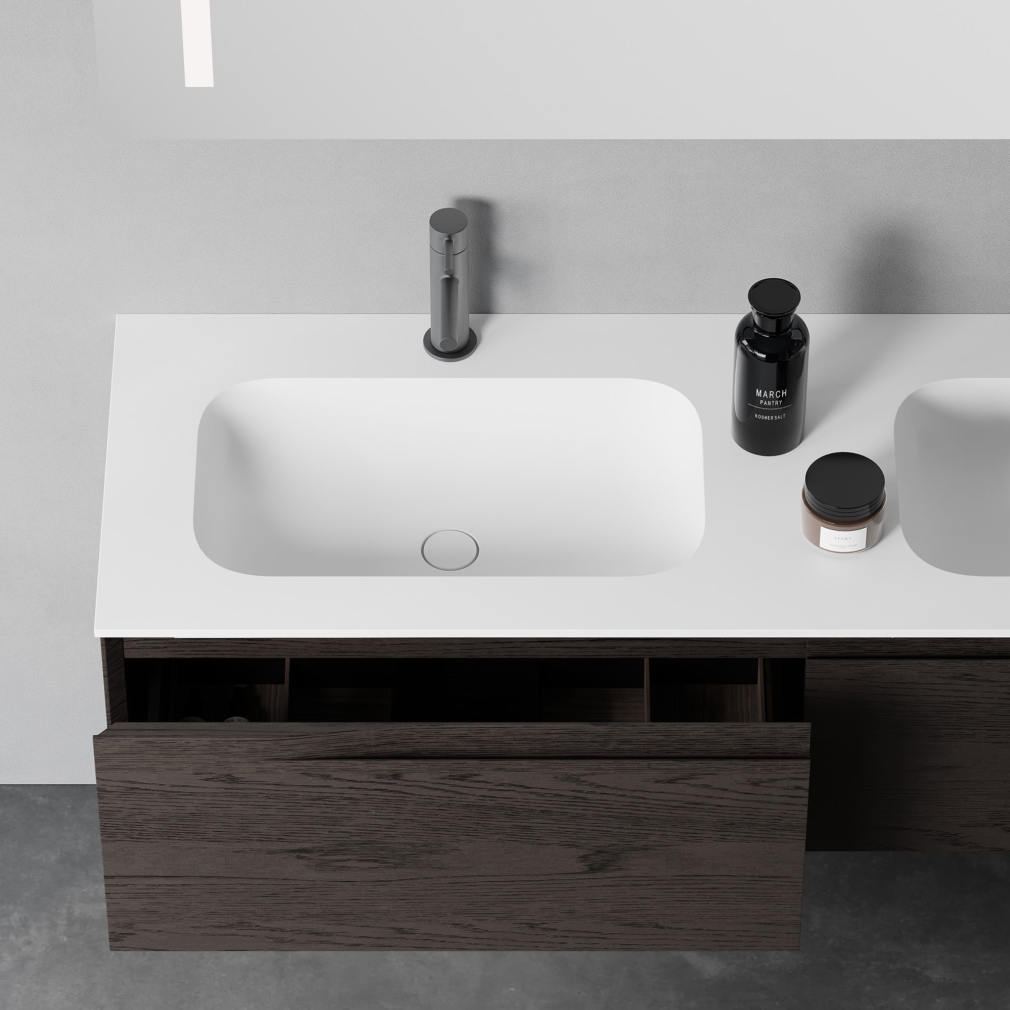 ELARIS Custom Bathroom Vanity Solid Wood with Veneer Acrylic Sink