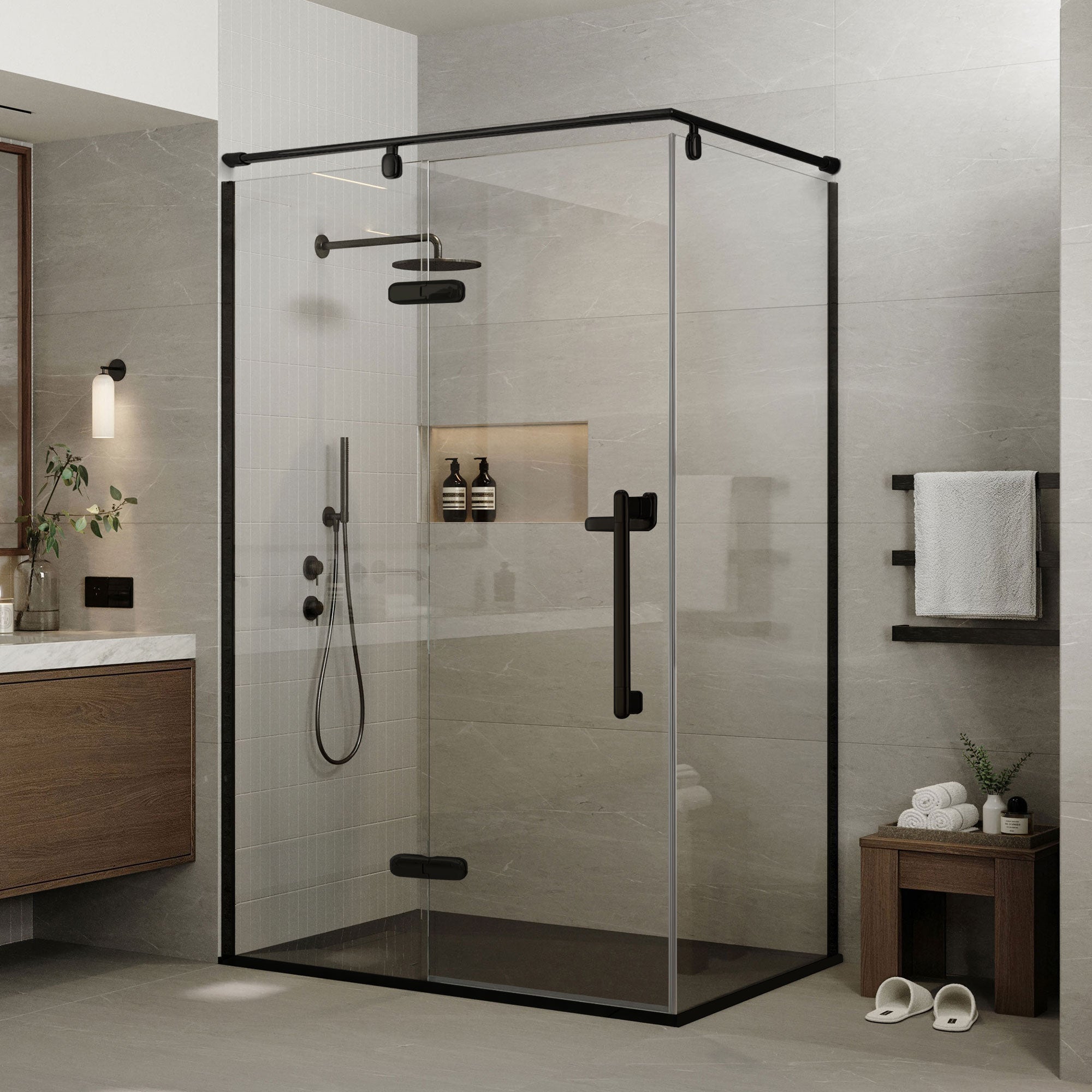 GRACORA Customize Corner Shower Door with Ultra Clear Glass