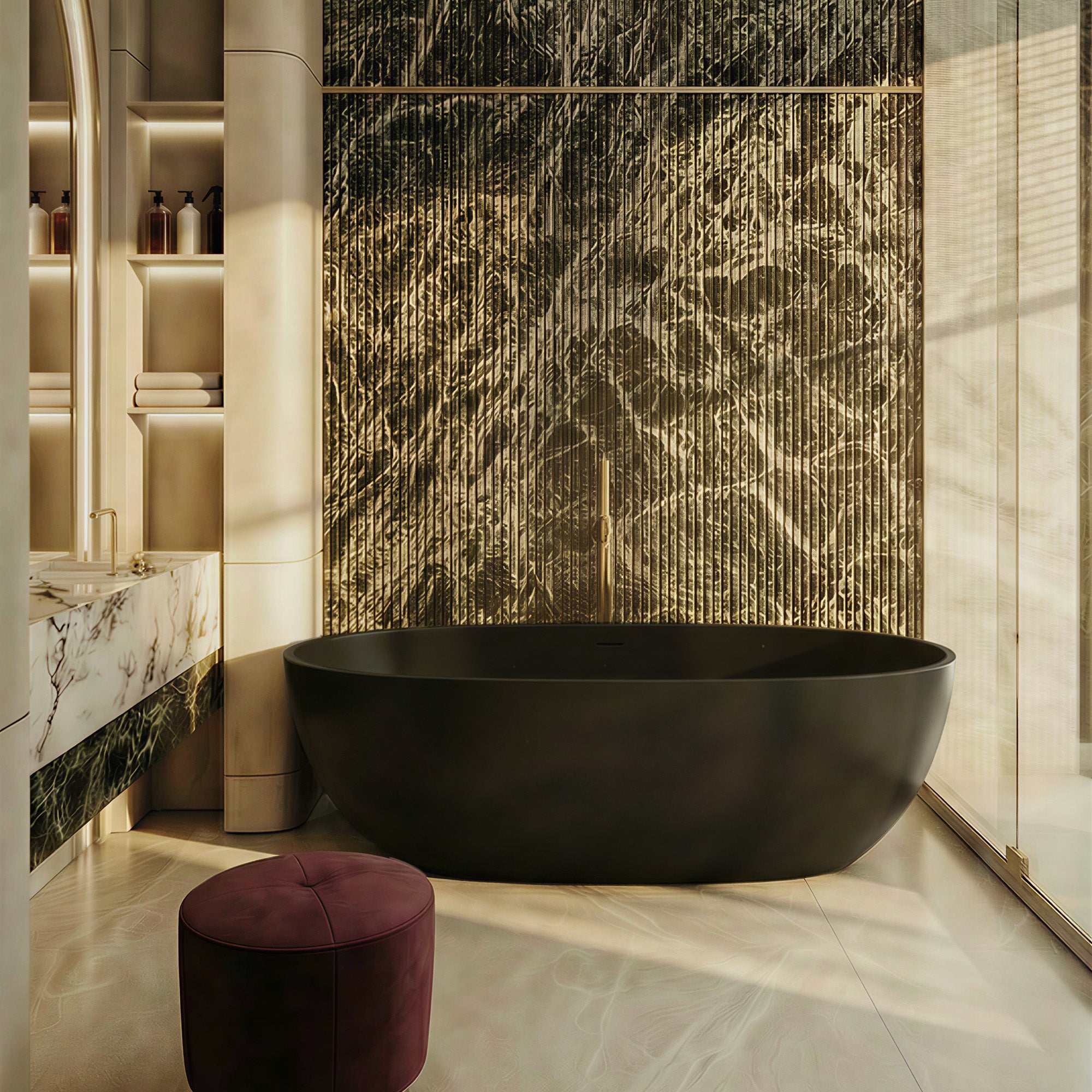 AURELLE Deep Soaking Freestanding Bathtub 68.9" with Ergonomic Design