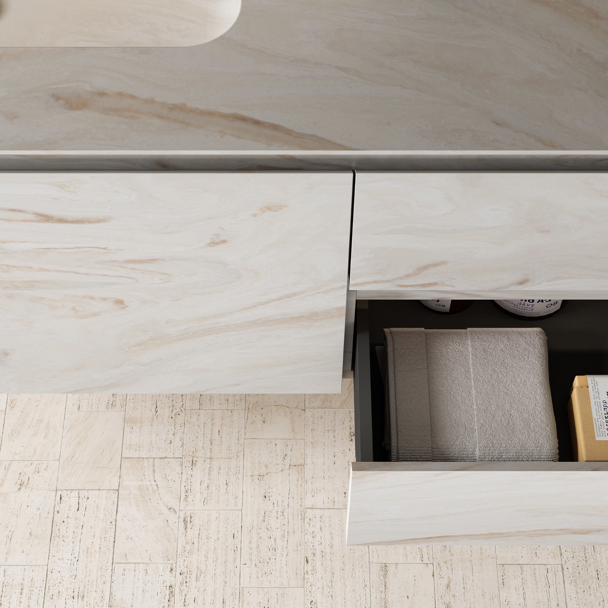 MARVELLA Custom Bathroom Vanity Solid Wood with Veneer Corian Basin
