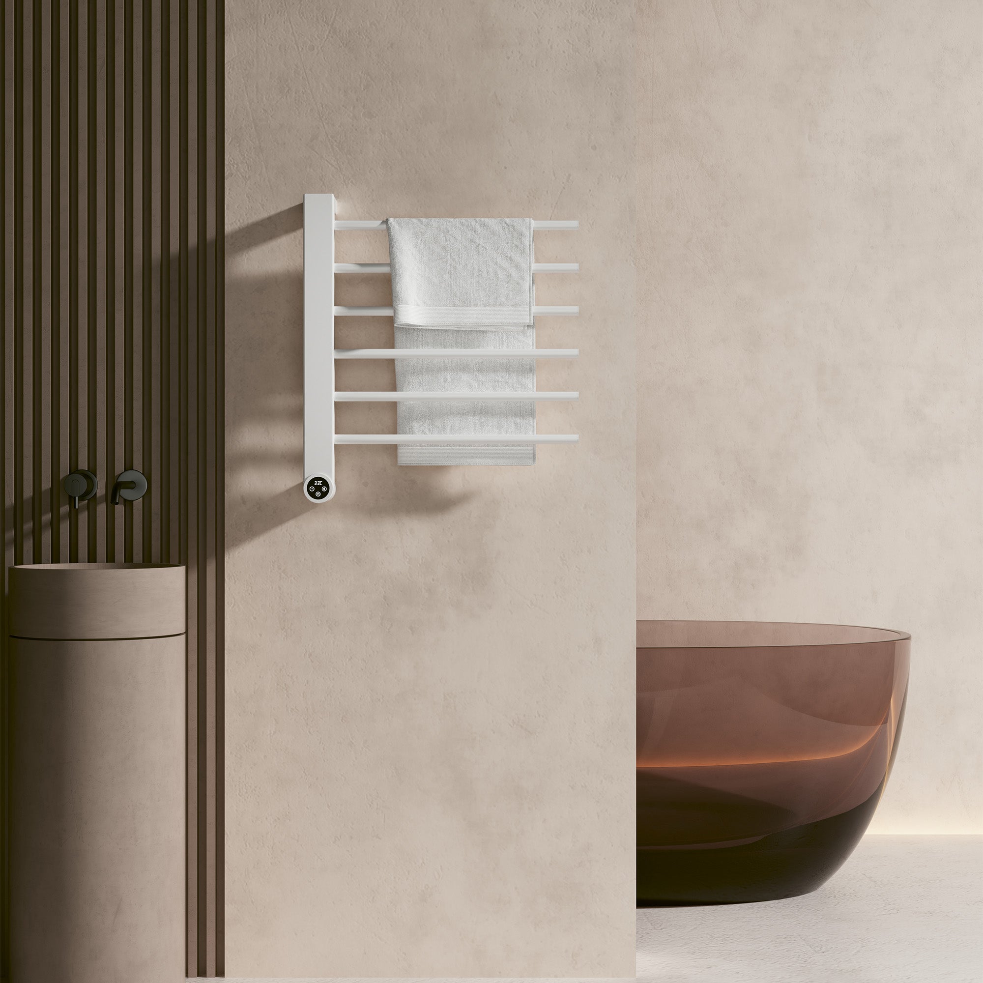 FERONA Horizontal Heated Towel Rack with Smart Temperature and Timer Settings