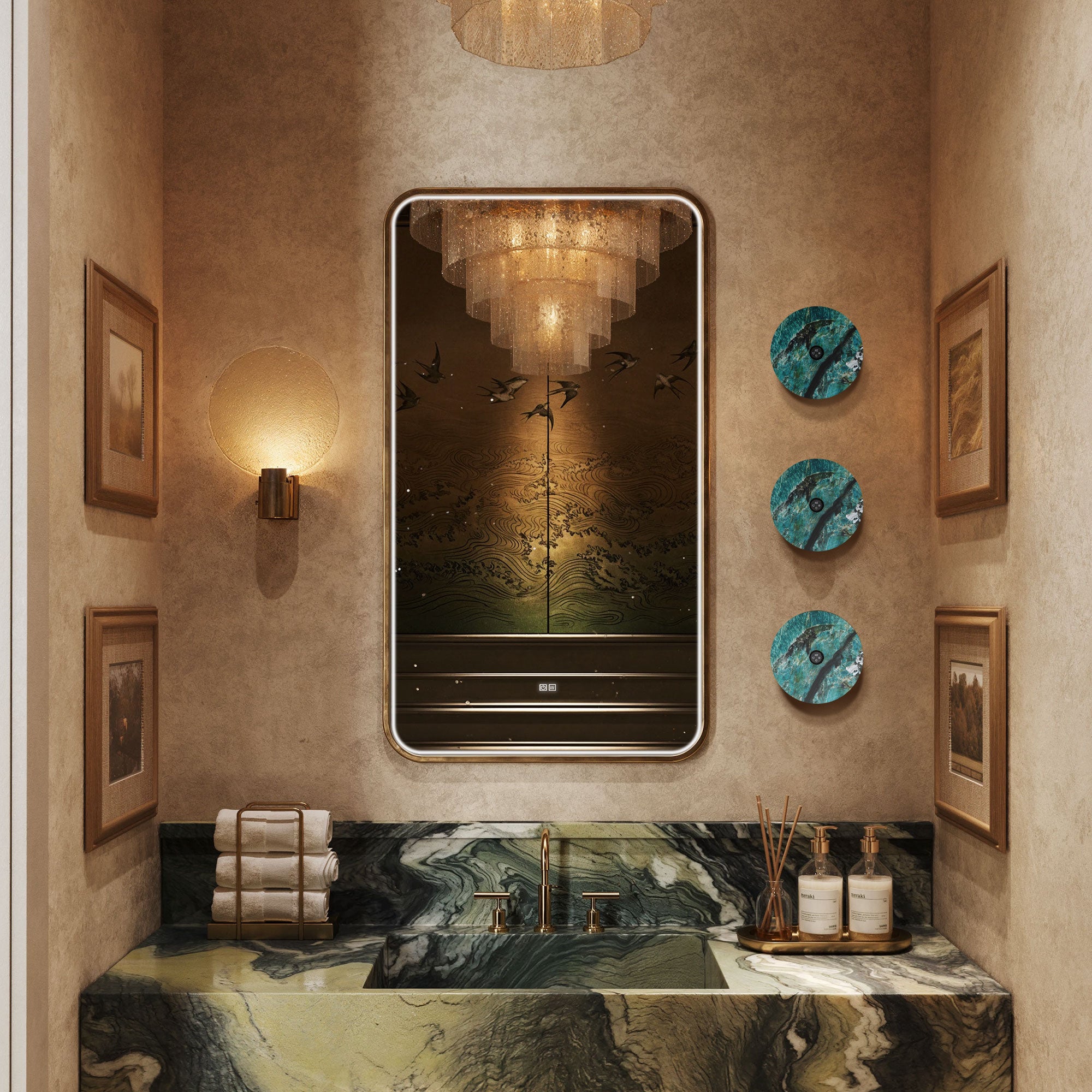 VERDARA Marble Heated Towel Rack with Carbon Fiber and Timer Control