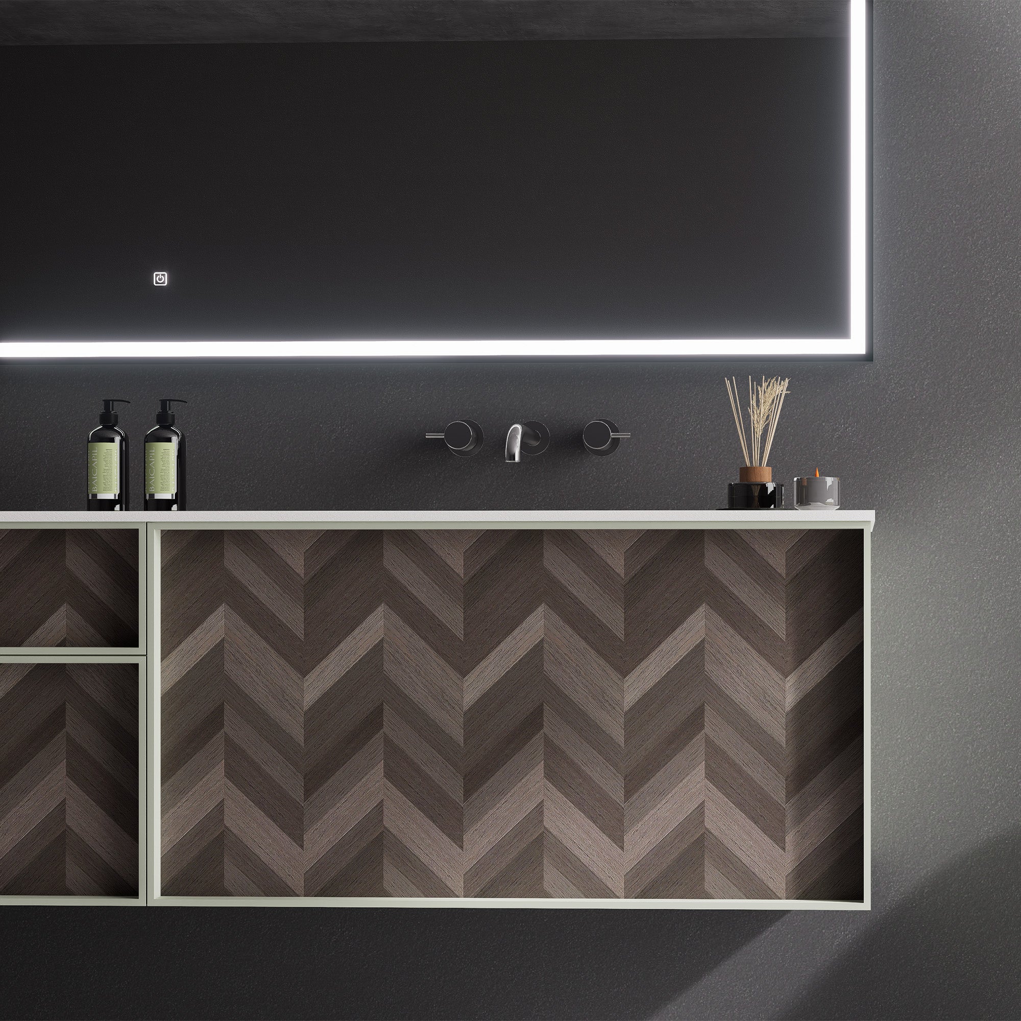 CELESTA Custom Bathroom Vanity Double Sink Sintered Stone Top Solid Wood Cabinet