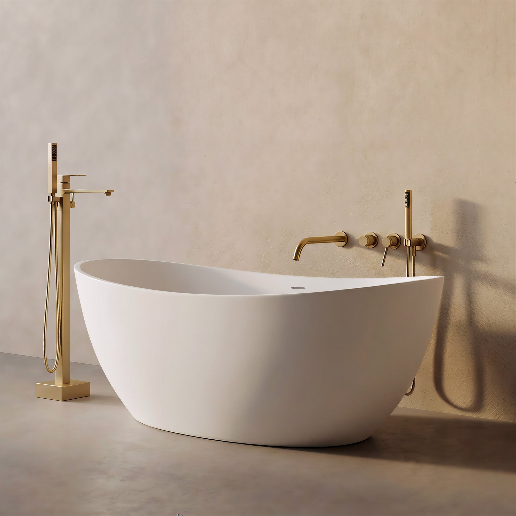 CALMAE High Back Freestanding Bathtub 65" For Full Body Relaxation