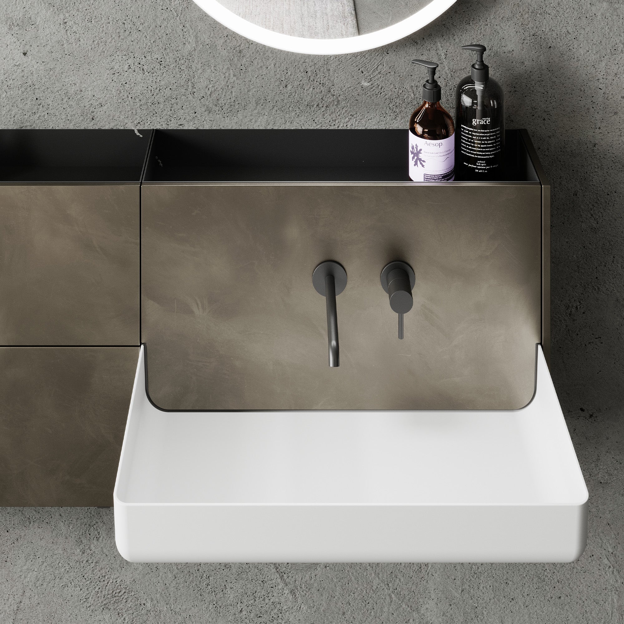 VERTA Custom Bathroom Vanity Solid Wood with Veneer Corian Basin