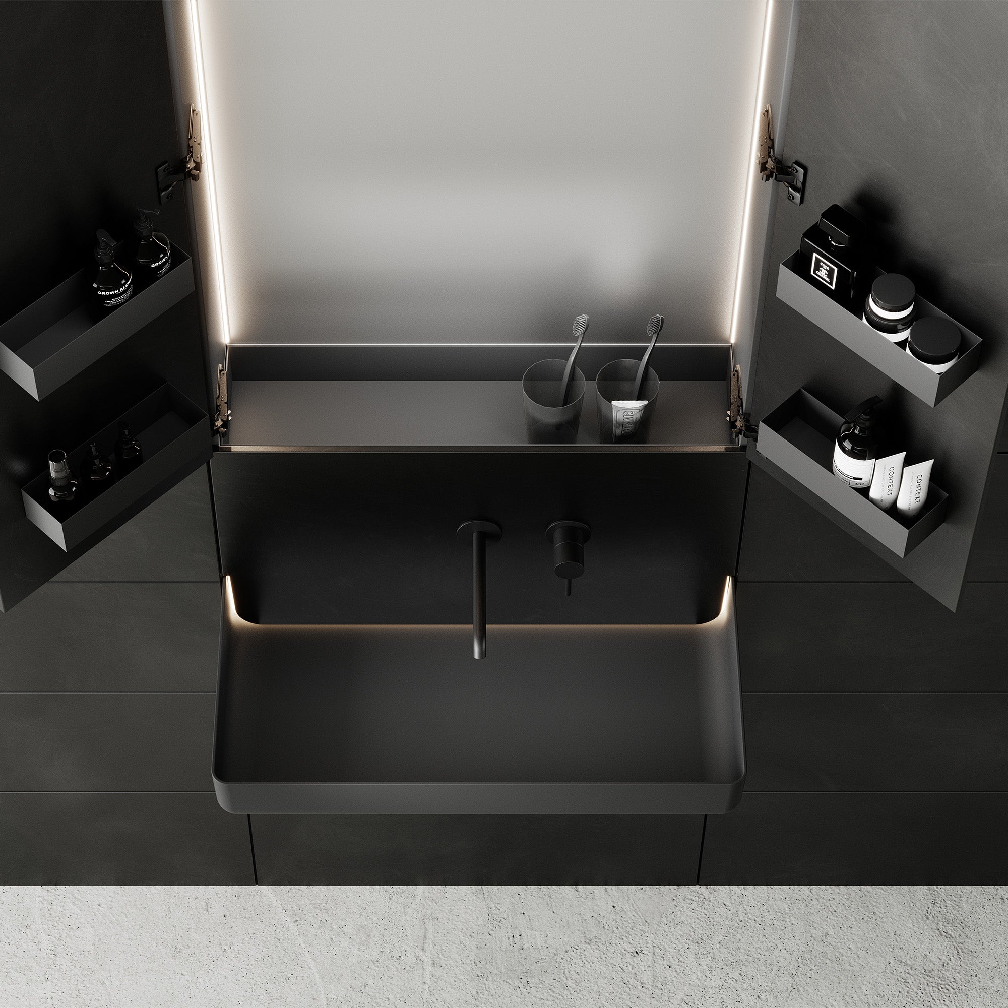 OBSIDIA Custom Bathroom Vanity Solid Wood with Veneer Corian Basin