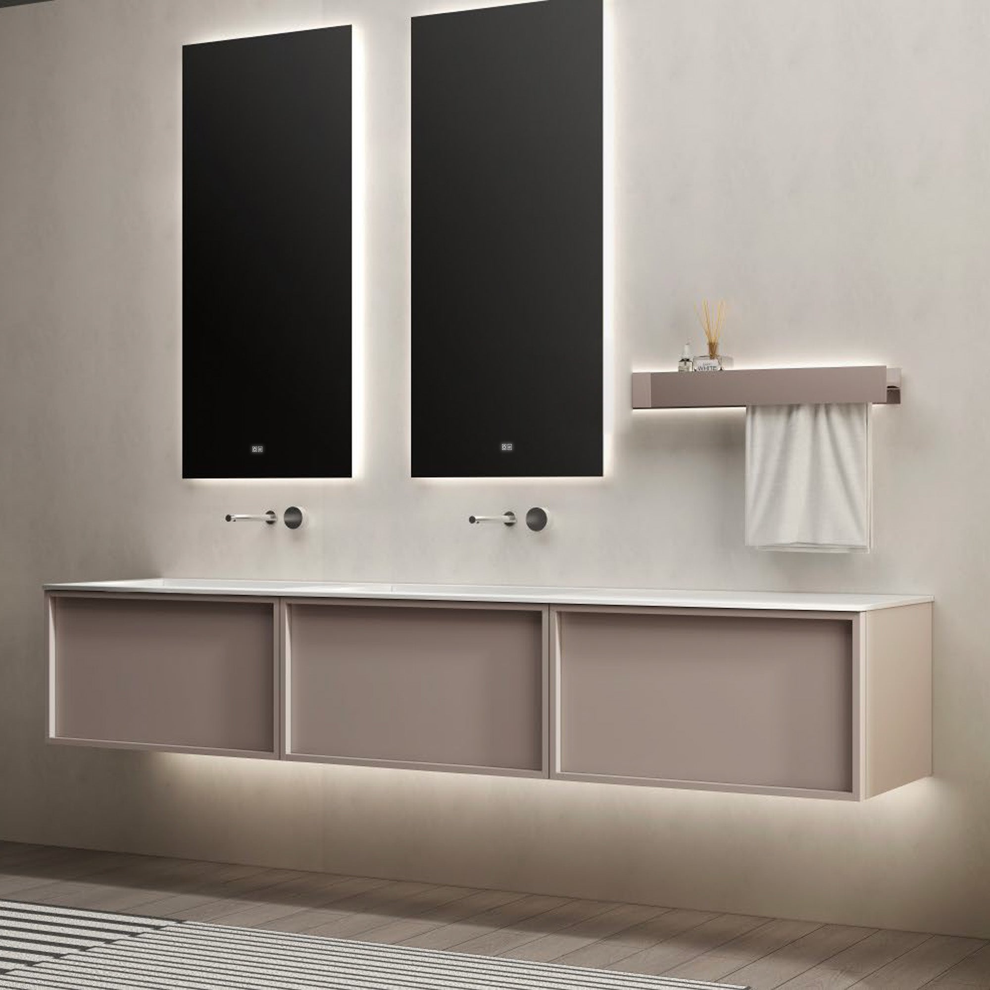 SILVA Custom Bathroom Vanity with Acrylic Double Basin and Sleek Painted Finish
