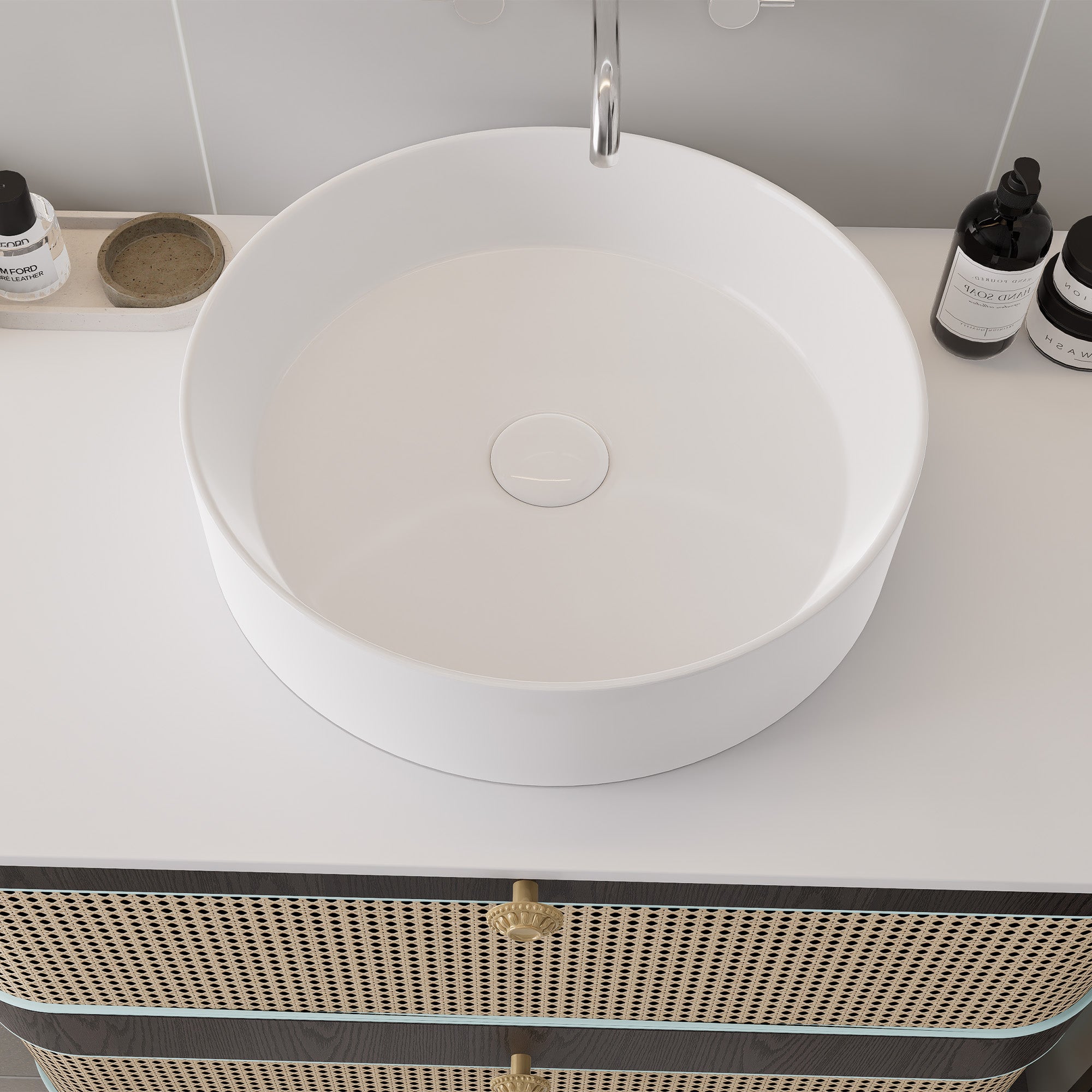SERENITY Custom Bathroom Vanity Single Sink Sintered Stone Top Solid Wood Cabinet