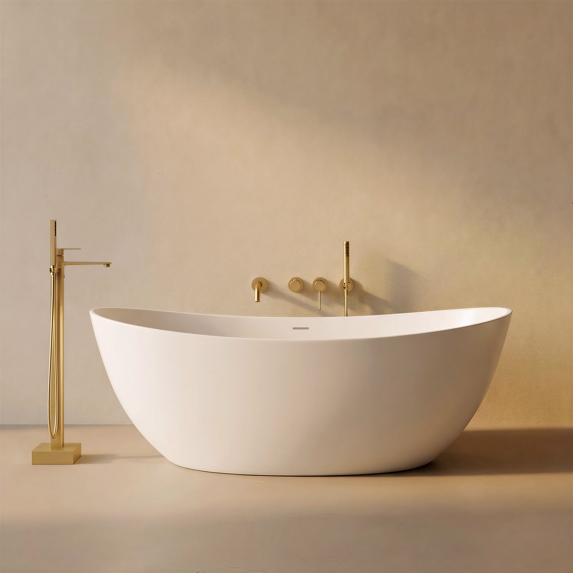 CALMAE High Back Freestanding Bathtub 65" For Full Body Relaxation