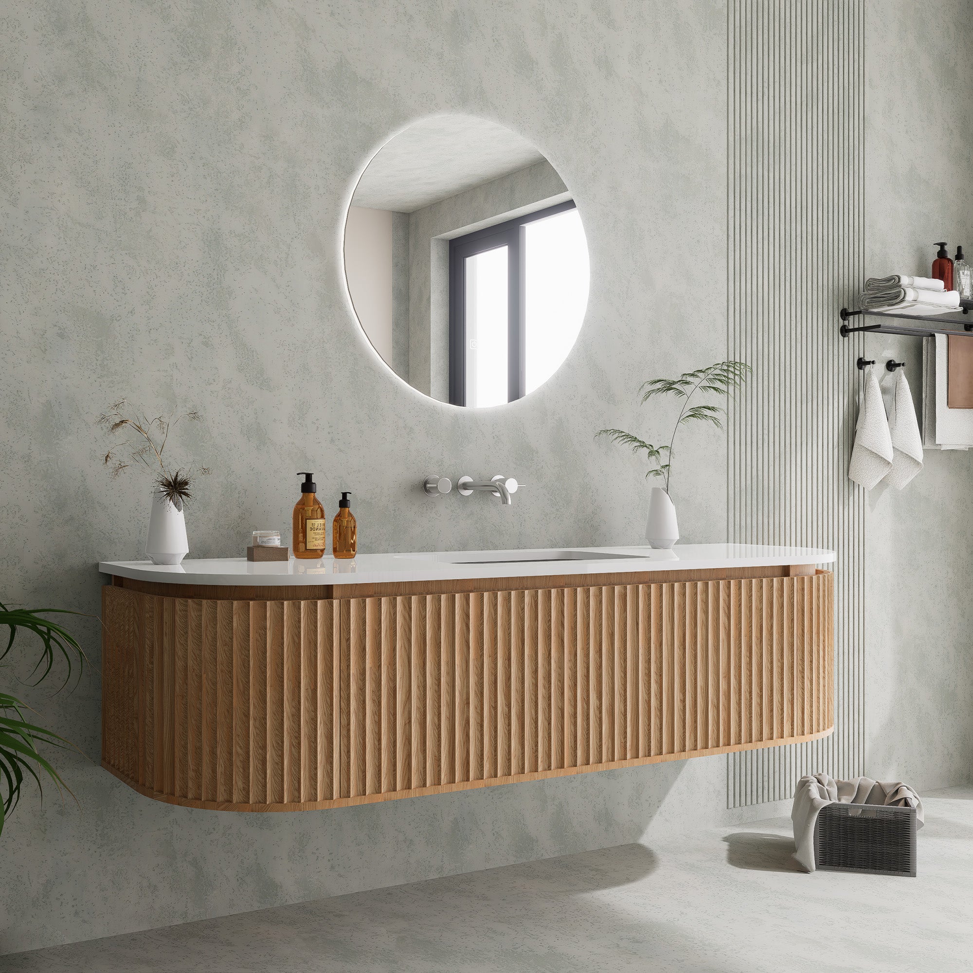 NOIRÉLLE Custom Bathroom Vanity Single Sink Cultured Marble Top Solid Wood Cabinet