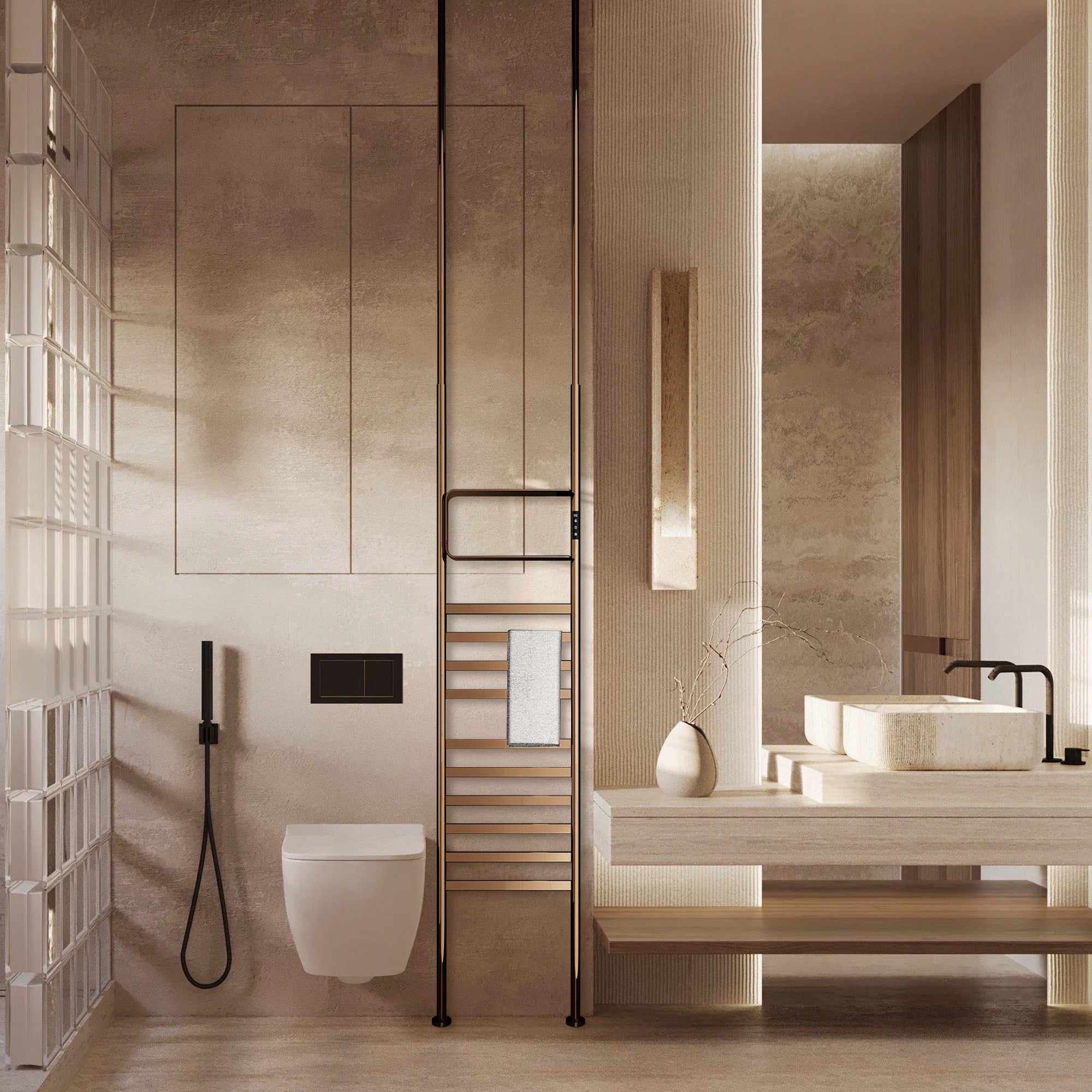 SKYLITH Smart Vertical Heated Towel Rack with Digital Display and Adjustable Heat