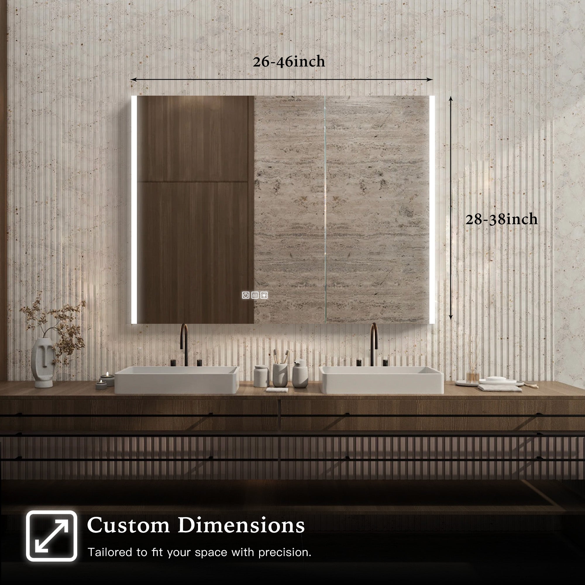 GLEVARA Custom LED Mirror Medicine Cabinet with Minimalist Design