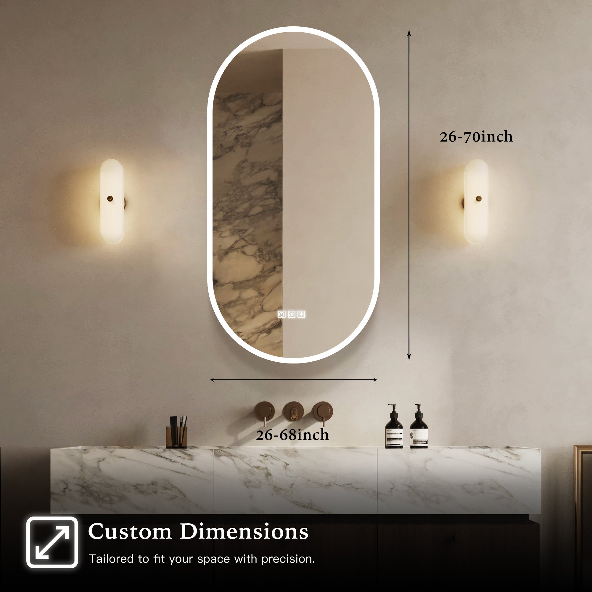 ORLIX Custom Wooden LED Mirror Medicine Cabinet with Oval Design