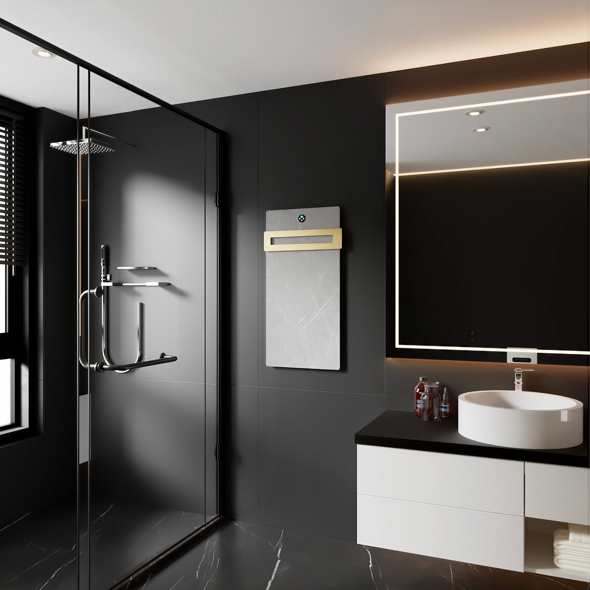 TALORA Heated Towel Rack with Sintered Stone and Stainless Steel