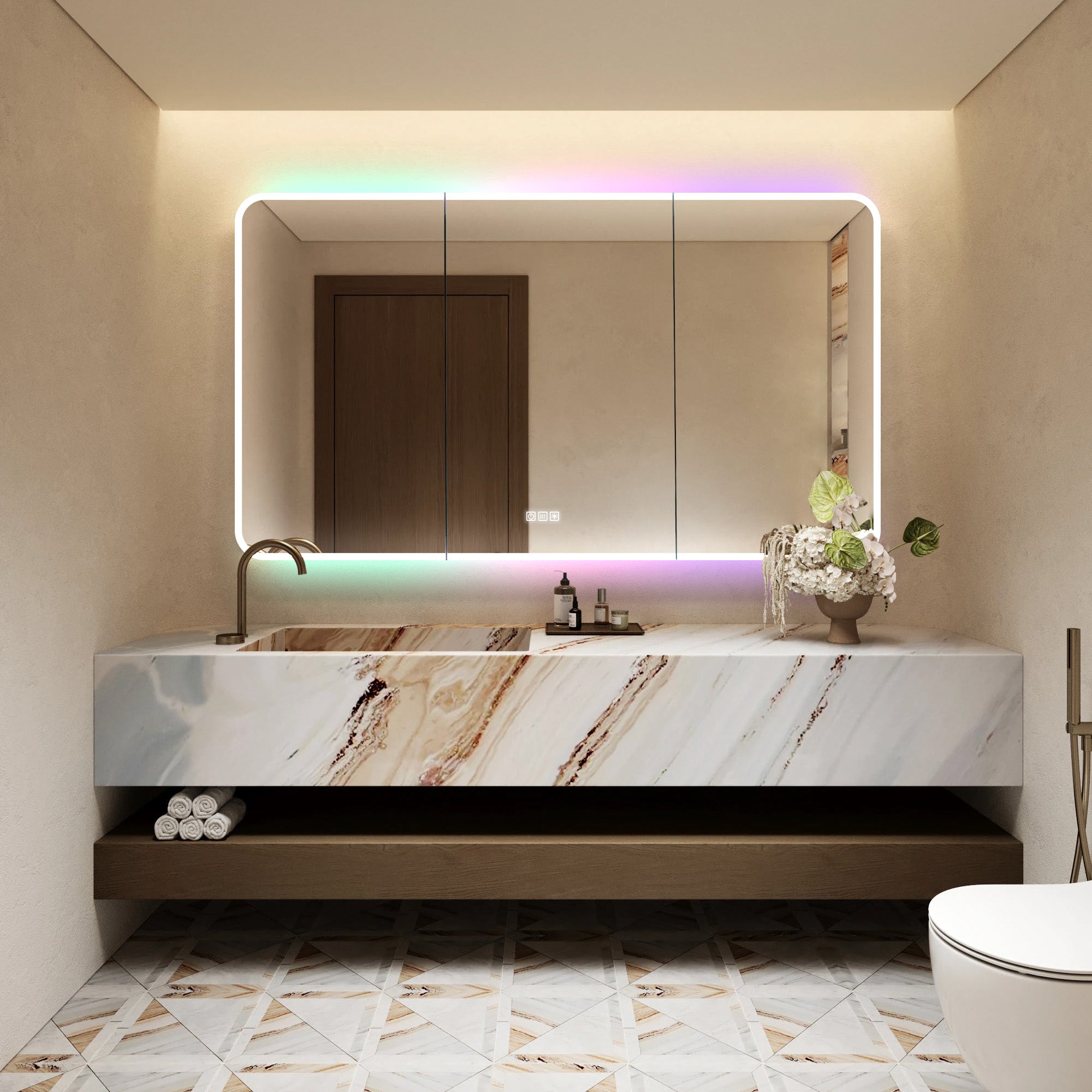 VIREAL Custom LED Mirror Medicine Cabinet with Ambient Design