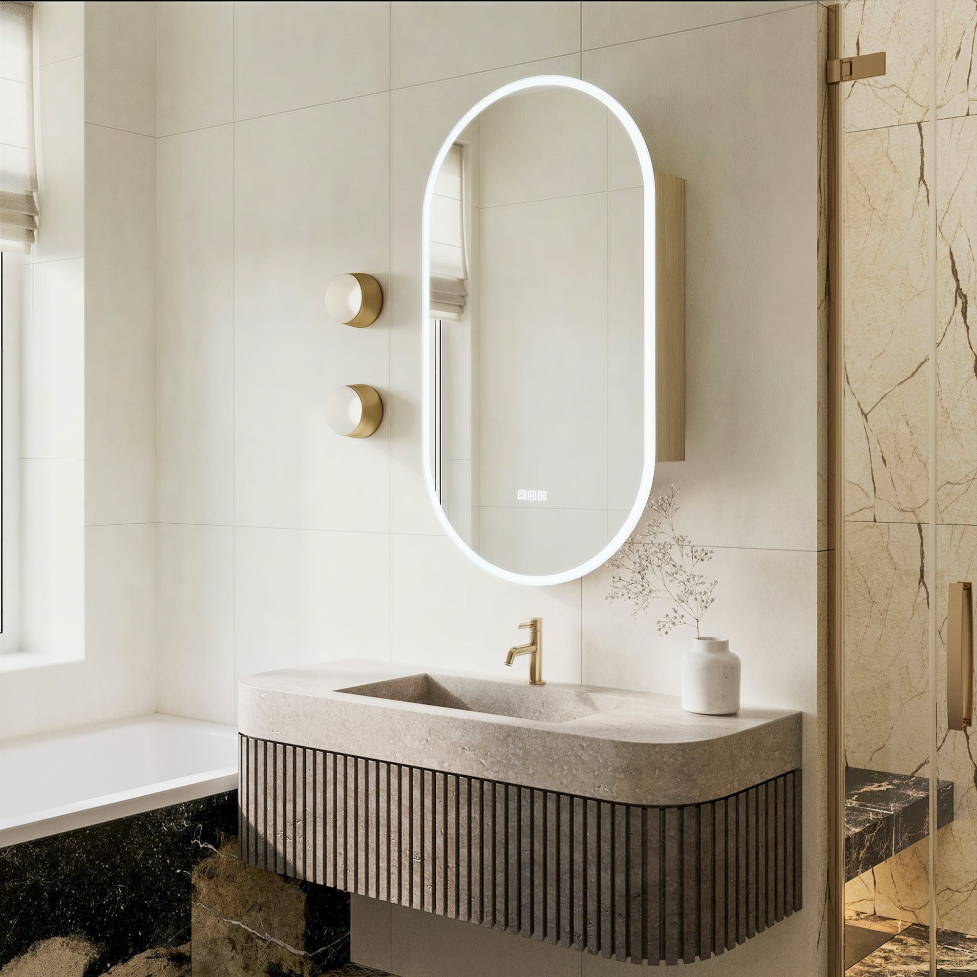 ORLIX Custom Wooden LED Mirror Medicine Cabinet with Oval Design