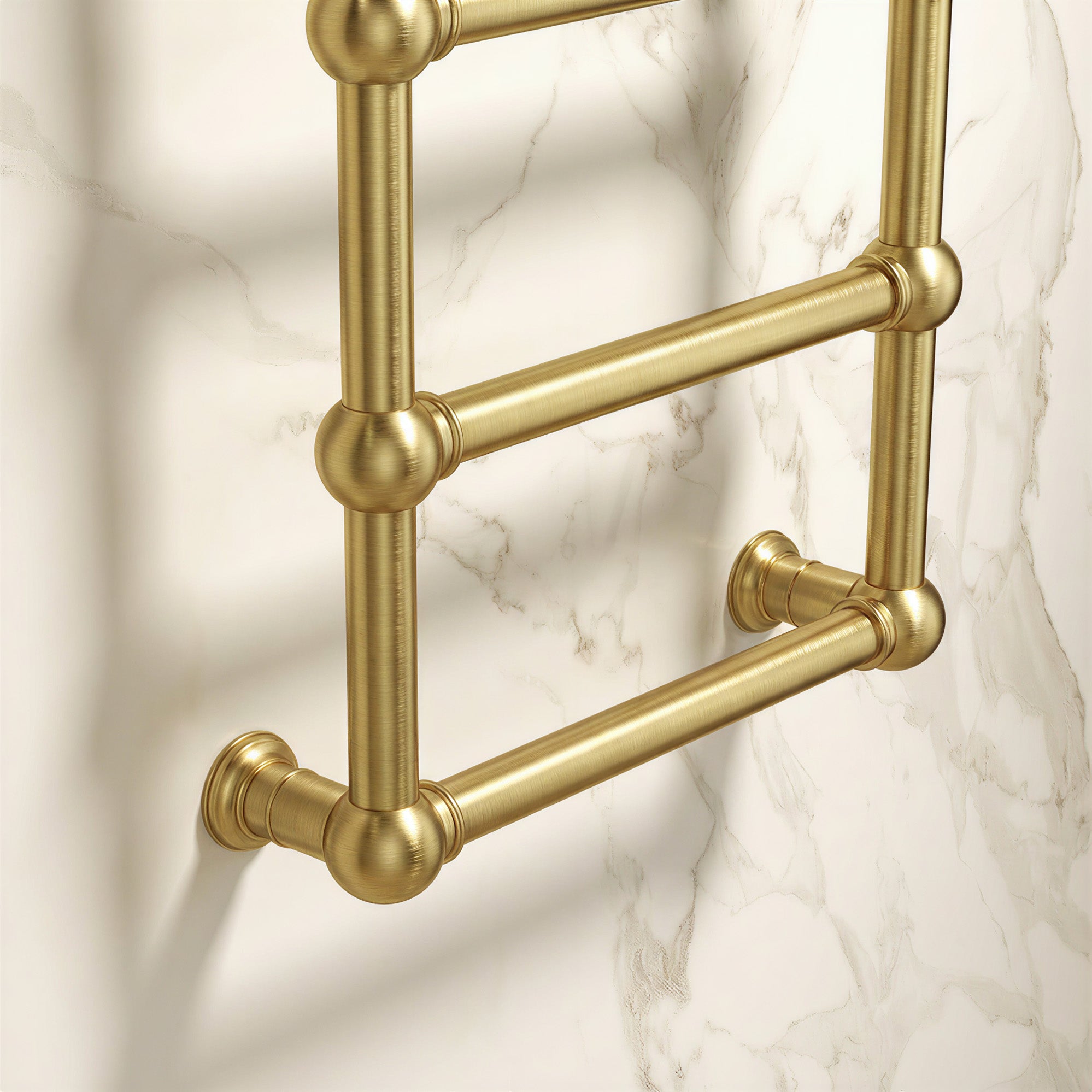 ASHORE Heated Towel Rack with Brushed Gold Finish and Brass Body