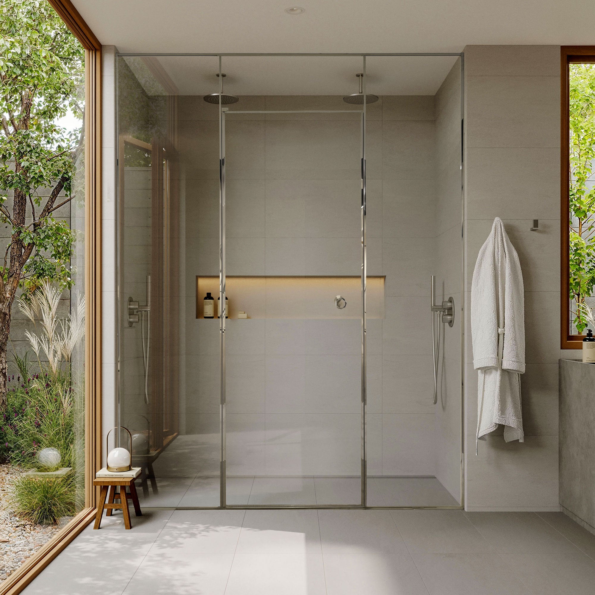 NOCTELLE Customize Inline Shower Door with Tempered Glass