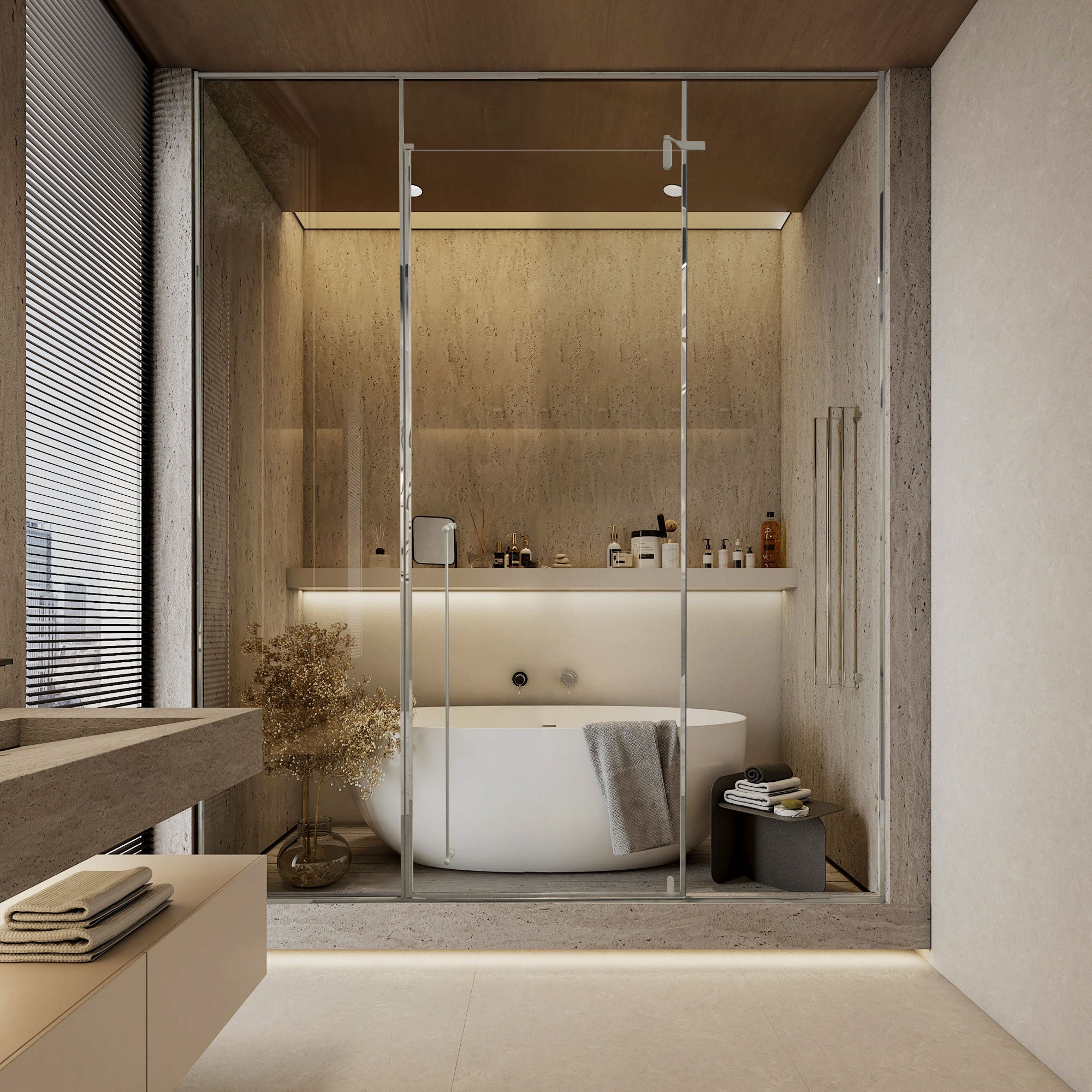CAELUS Customize Inline Shower Door with Tempered Glass