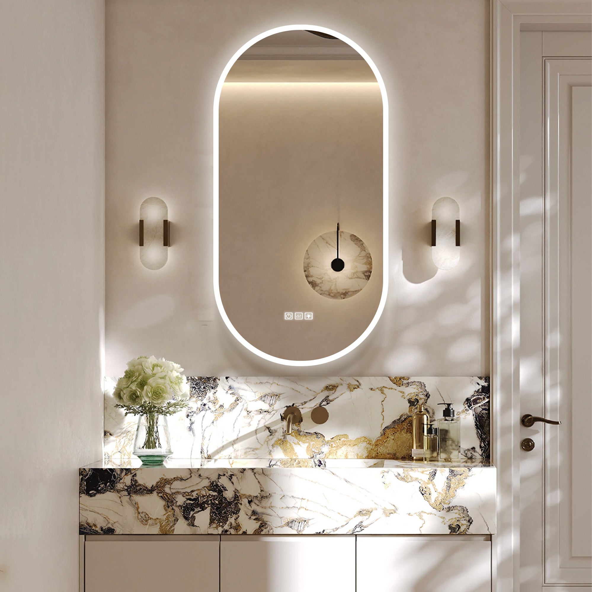 ORLIX Custom Wooden LED Mirror Medicine Cabinet with Oval Design