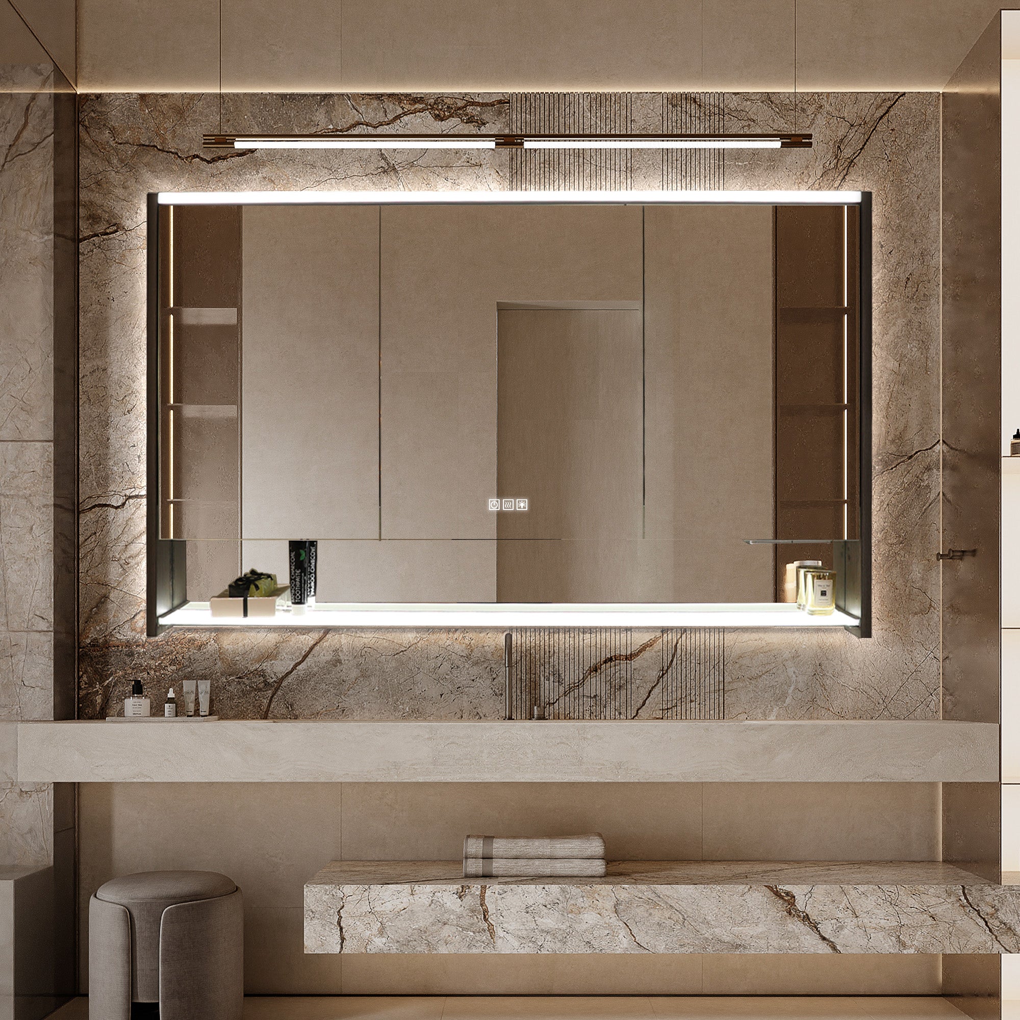 BRAVIA Custom Wooden LED Mirror Medicine Cabinet with Wide Light Design