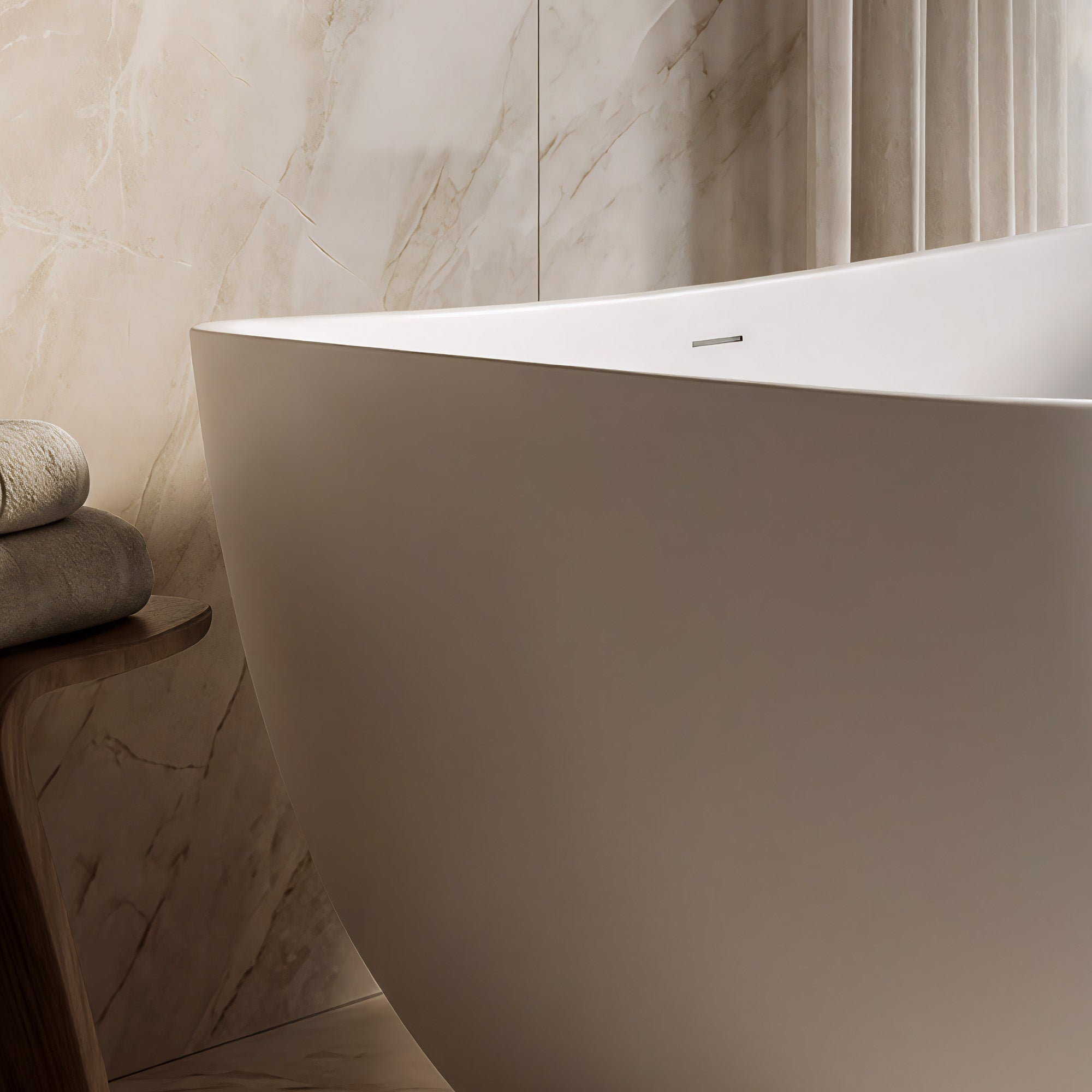 CALMAE High Back Freestanding Bathtub 65" For Full Body Relaxation