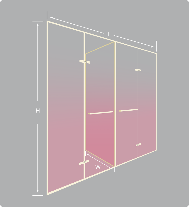 VISTARA Customize T-Line Shower Door with Gradient Glass dimensions