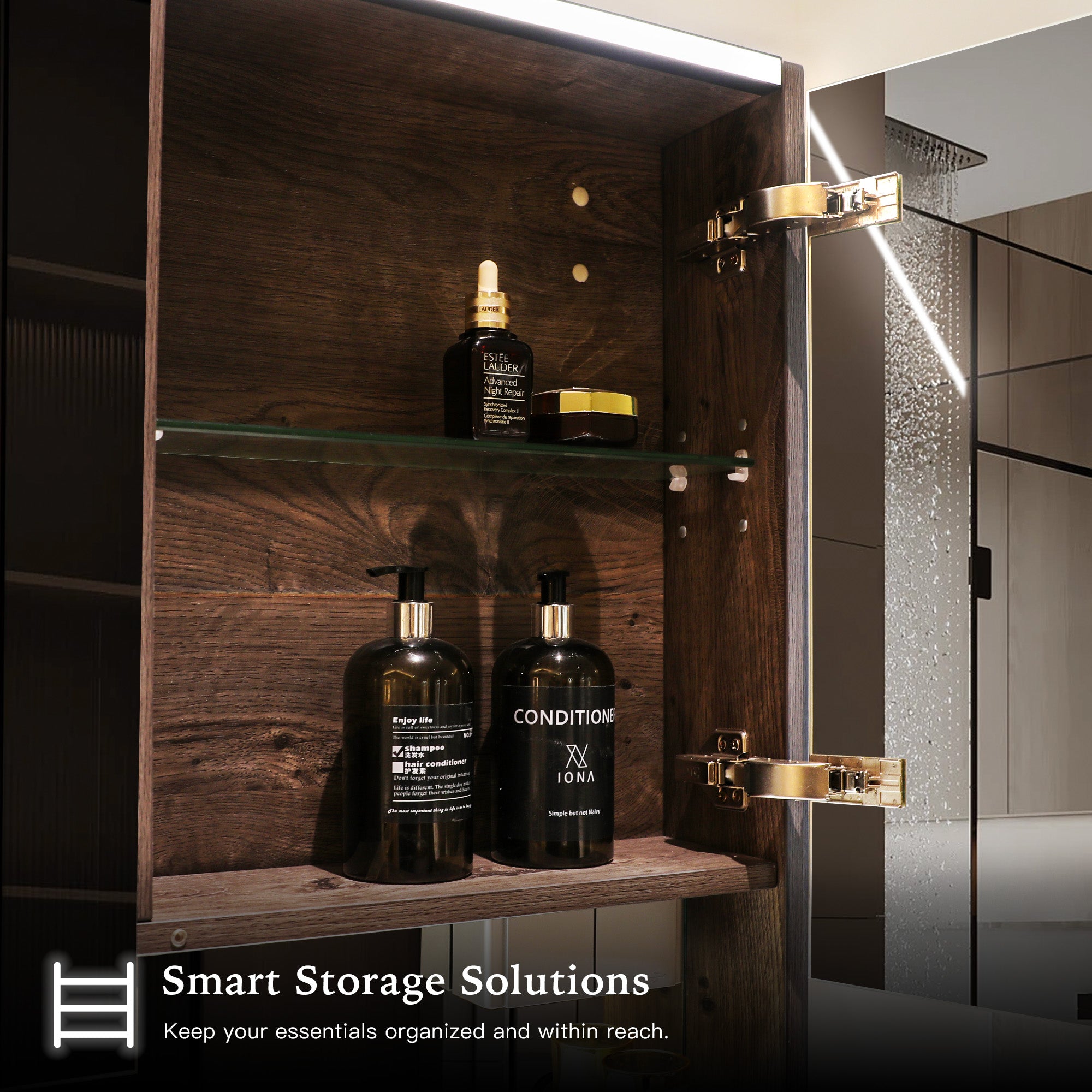 BRAVIA Custom Wooden LED Mirror Medicine Cabinet with Wide Light Design