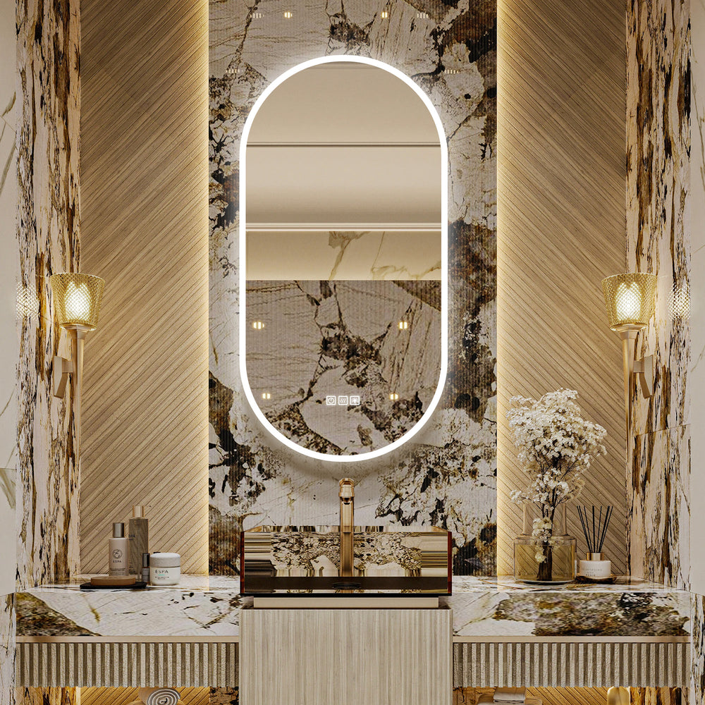 ORLIX Custom Wooden LED Mirror Medicine Cabinet with Oval Design