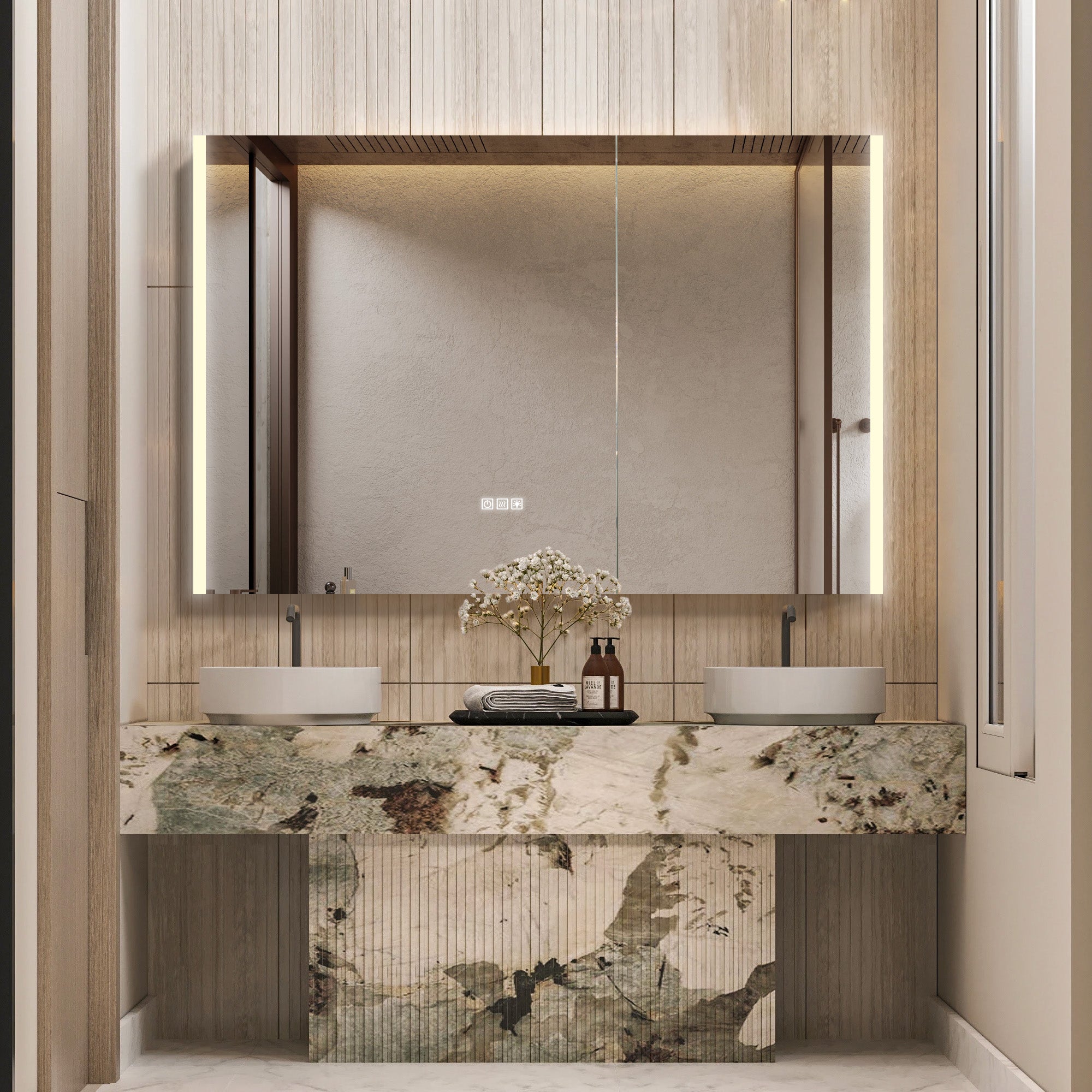 GLEVARA Custom LED Mirror Medicine Cabinet with Minimalist Design