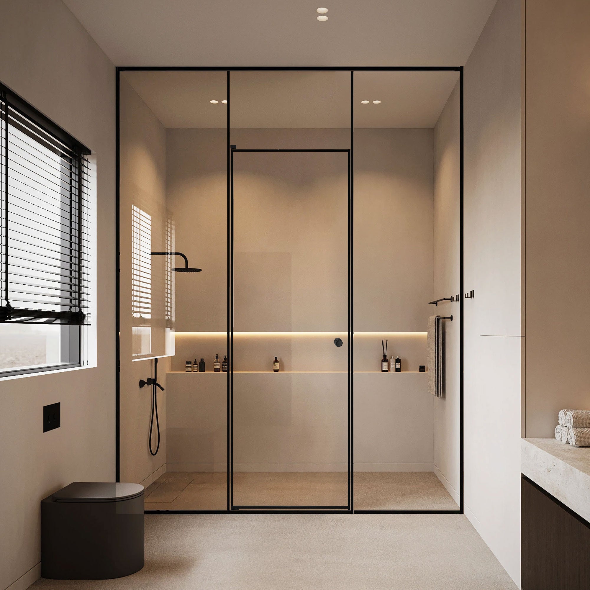 NOCTELLE Customize Inline Shower Door with Tempered Glass