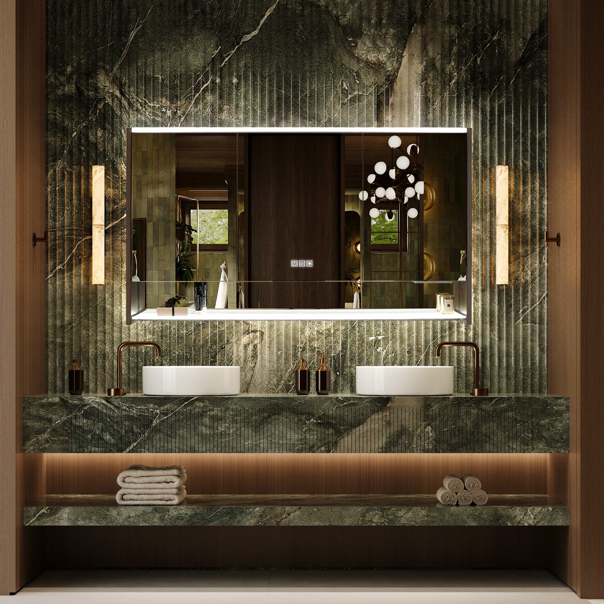 BRAVIA Custom Wooden LED Mirror Medicine Cabinet with Wide Light Design