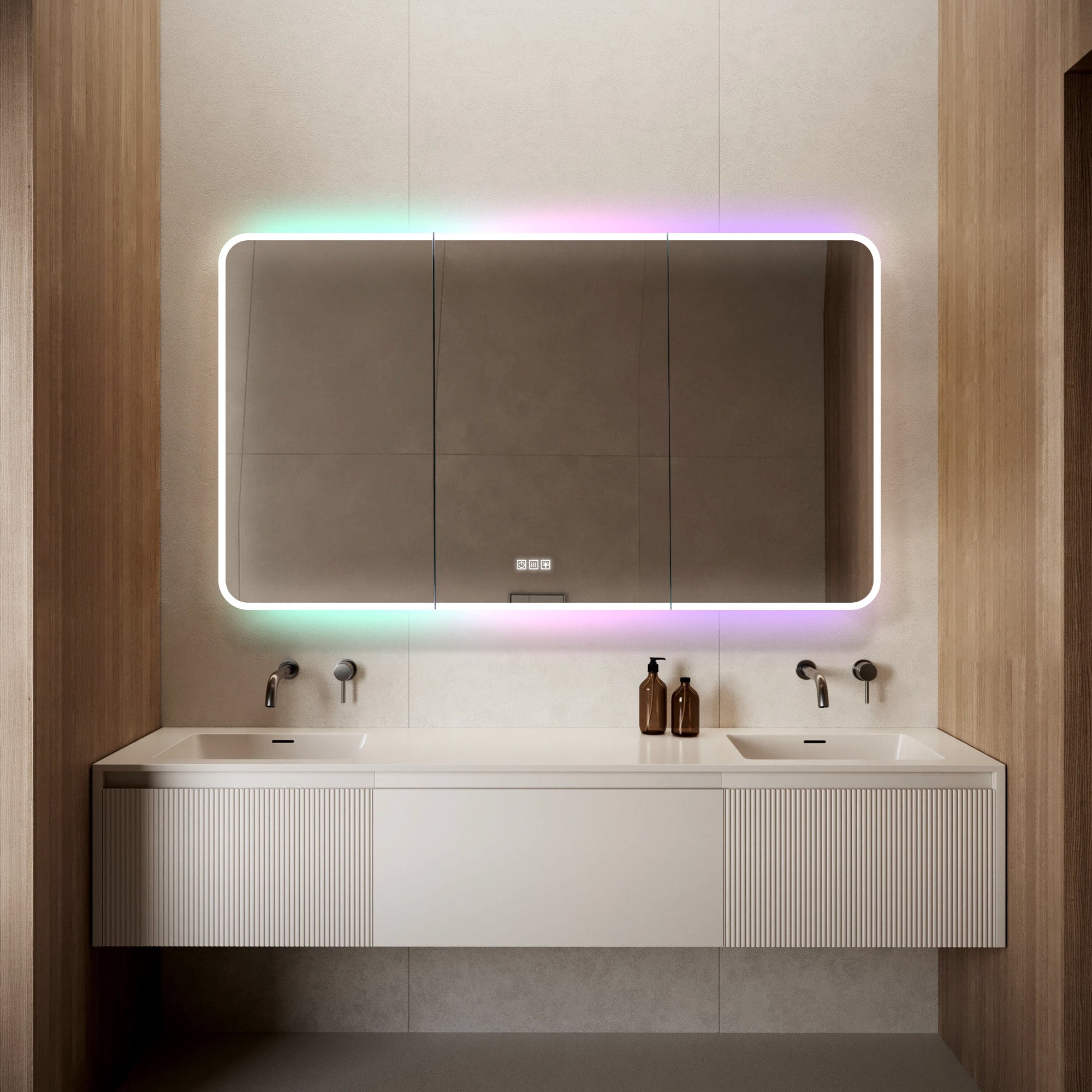 VIREAL Custom LED Mirror Medicine Cabinet with Ambient Design