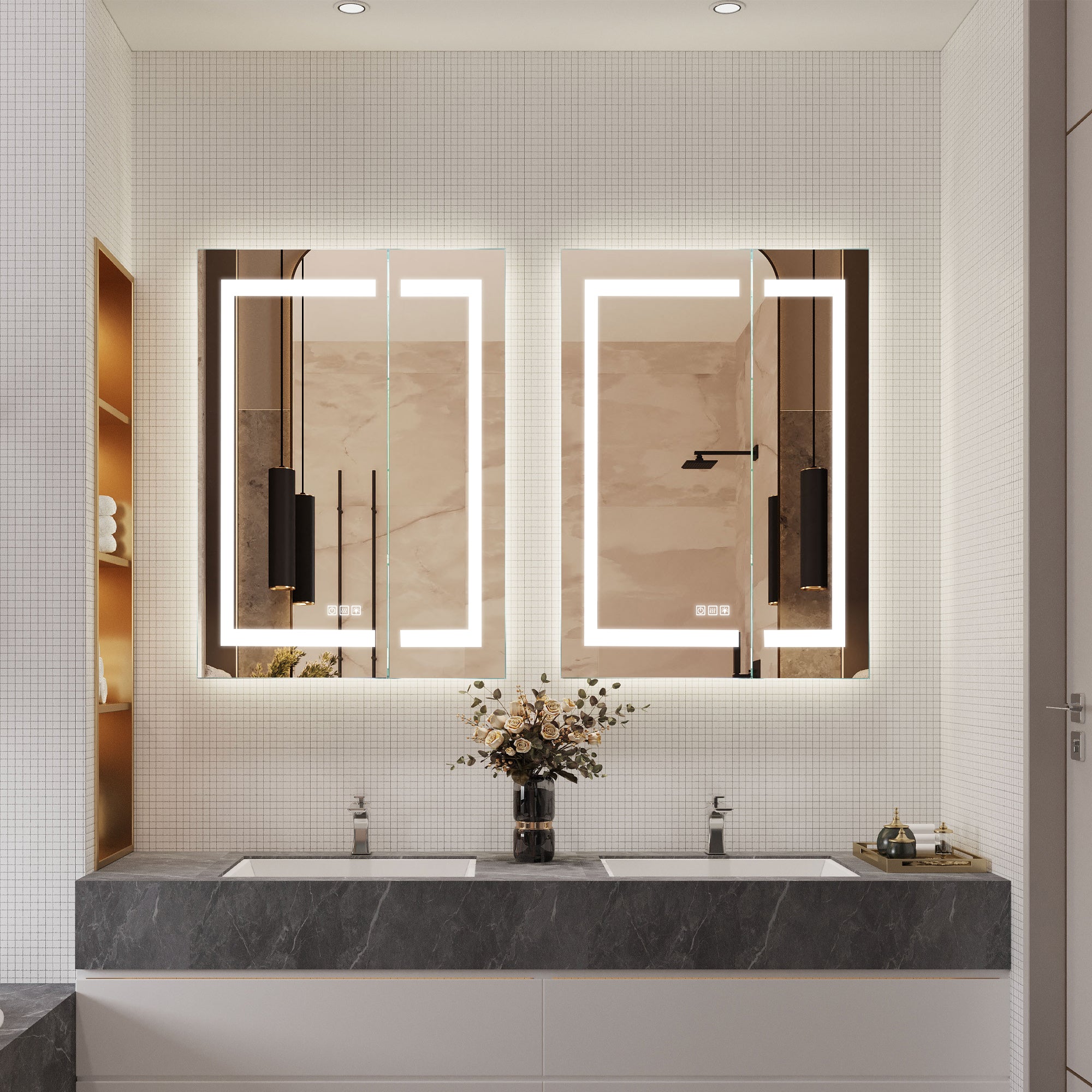 ELARA Custom LED Mirror Medicine Cabinet with Recessed Design