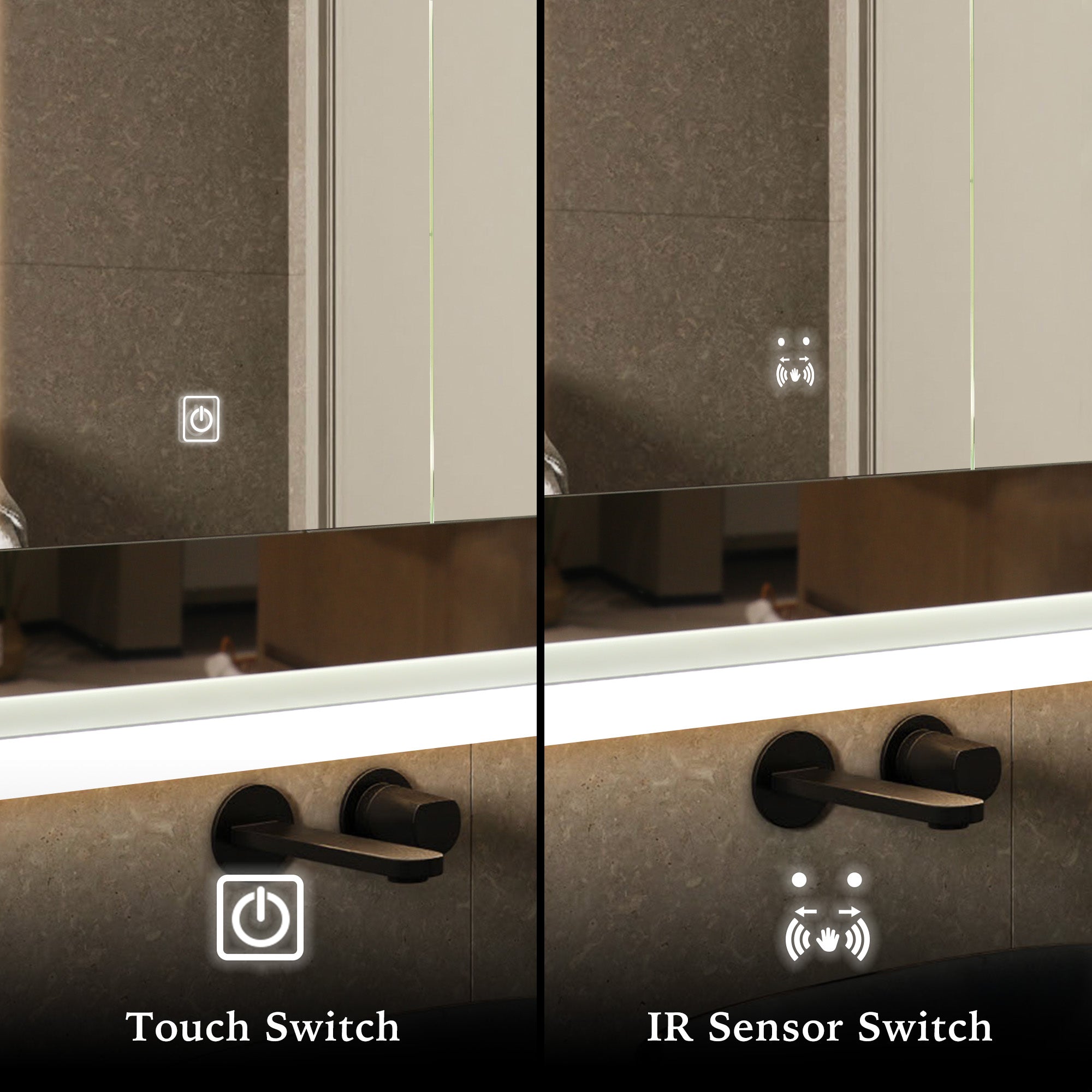 BRAVIA Custom Wooden LED Mirror Medicine Cabinet with Wide Light Design